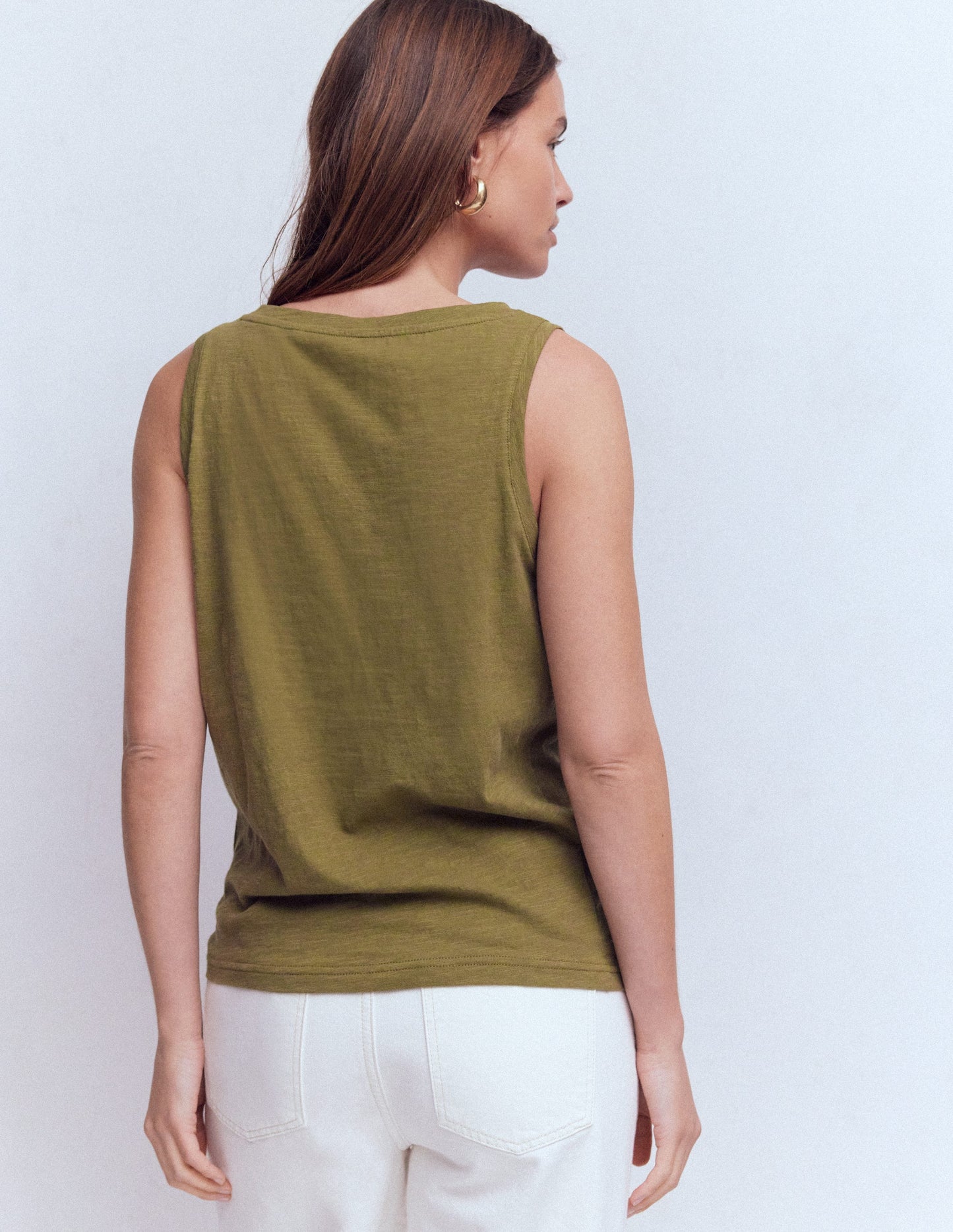 Regular V-Neck Slub Vest-Capulet Olive