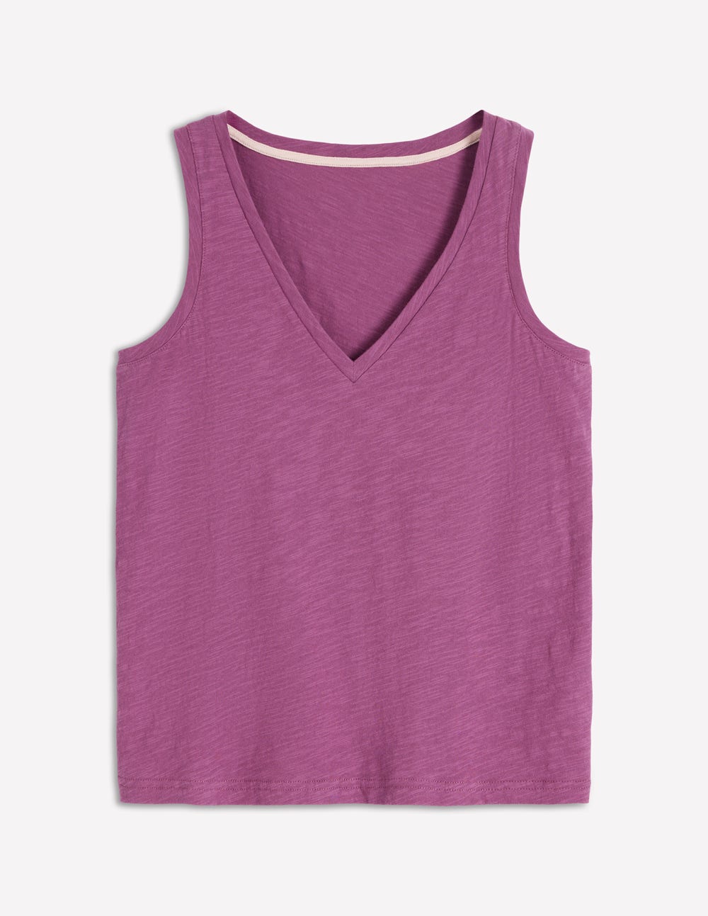 Regular V-Neck Slub Vest-Damson-5