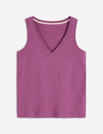 Regular V-Neck Slub Vest-Damson-5