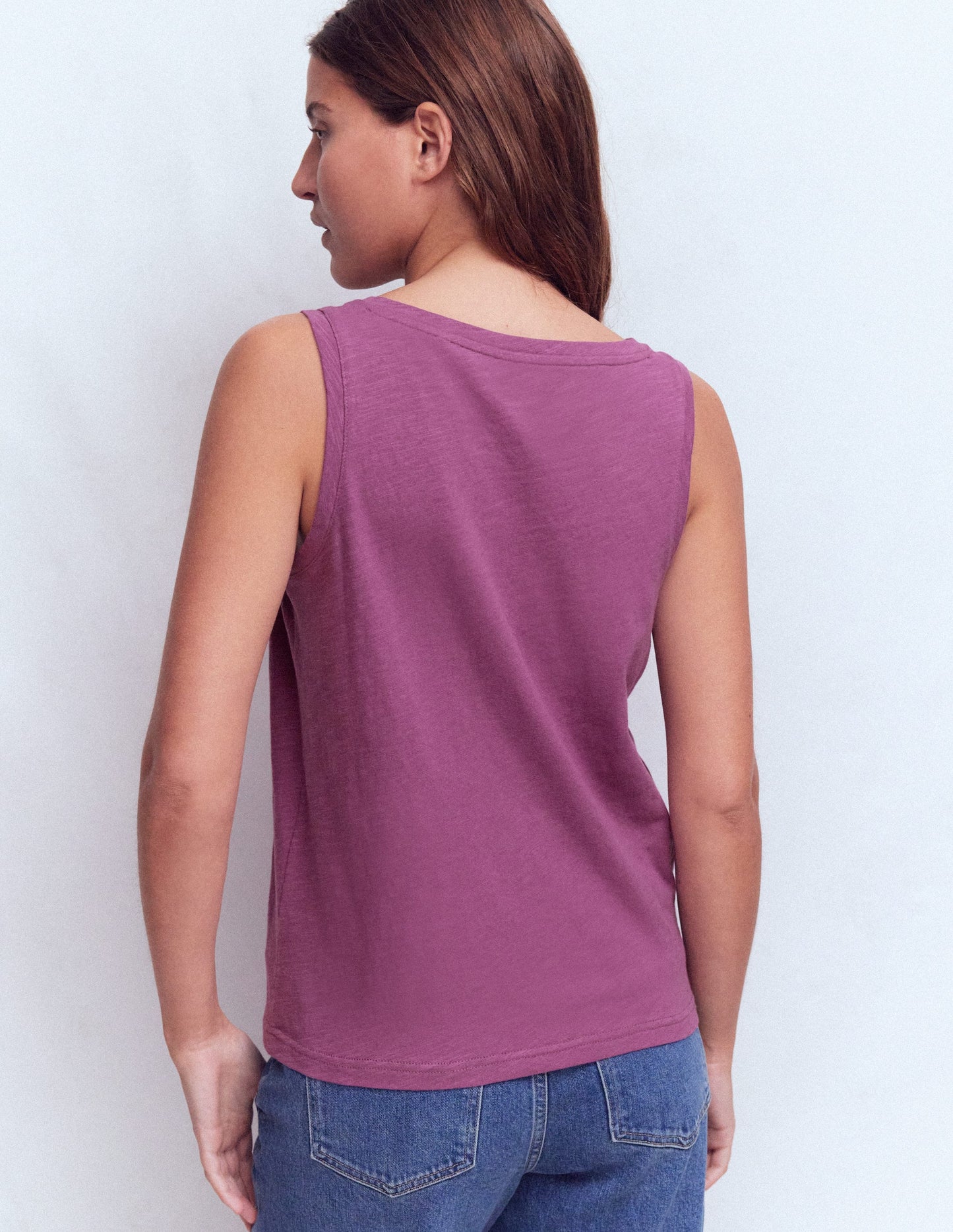 Regular V-Neck Slub Vest-Damson