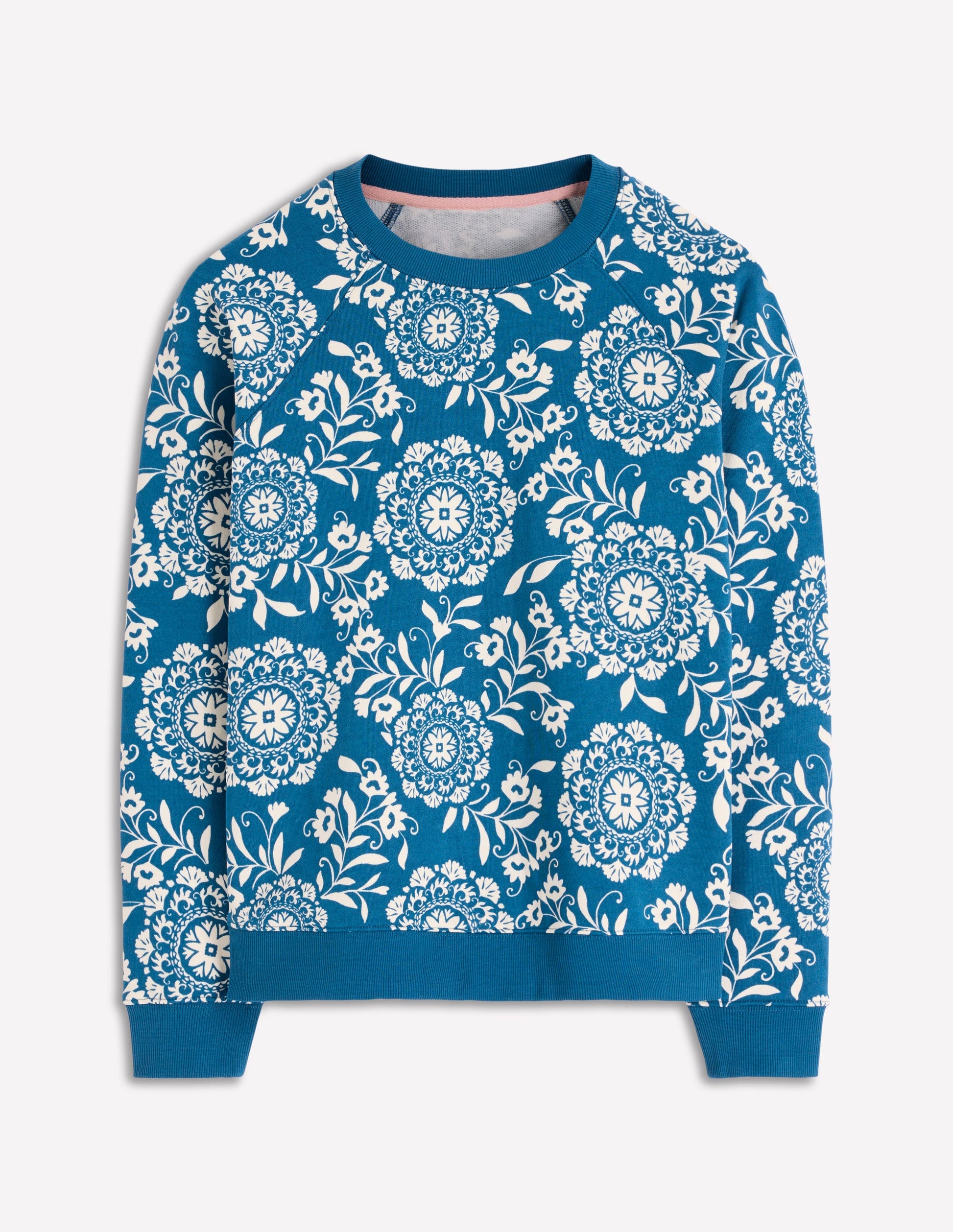 Rosa Printed Sweatshirt-Dark Blue, Decorative Blossom-5