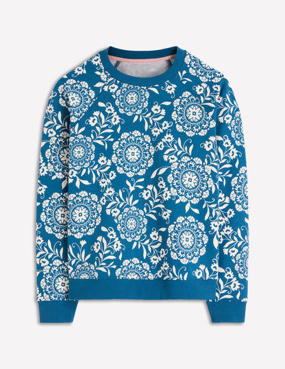 Rosa Printed Sweatshirt-Dark Blue, Decorative Blossom-5