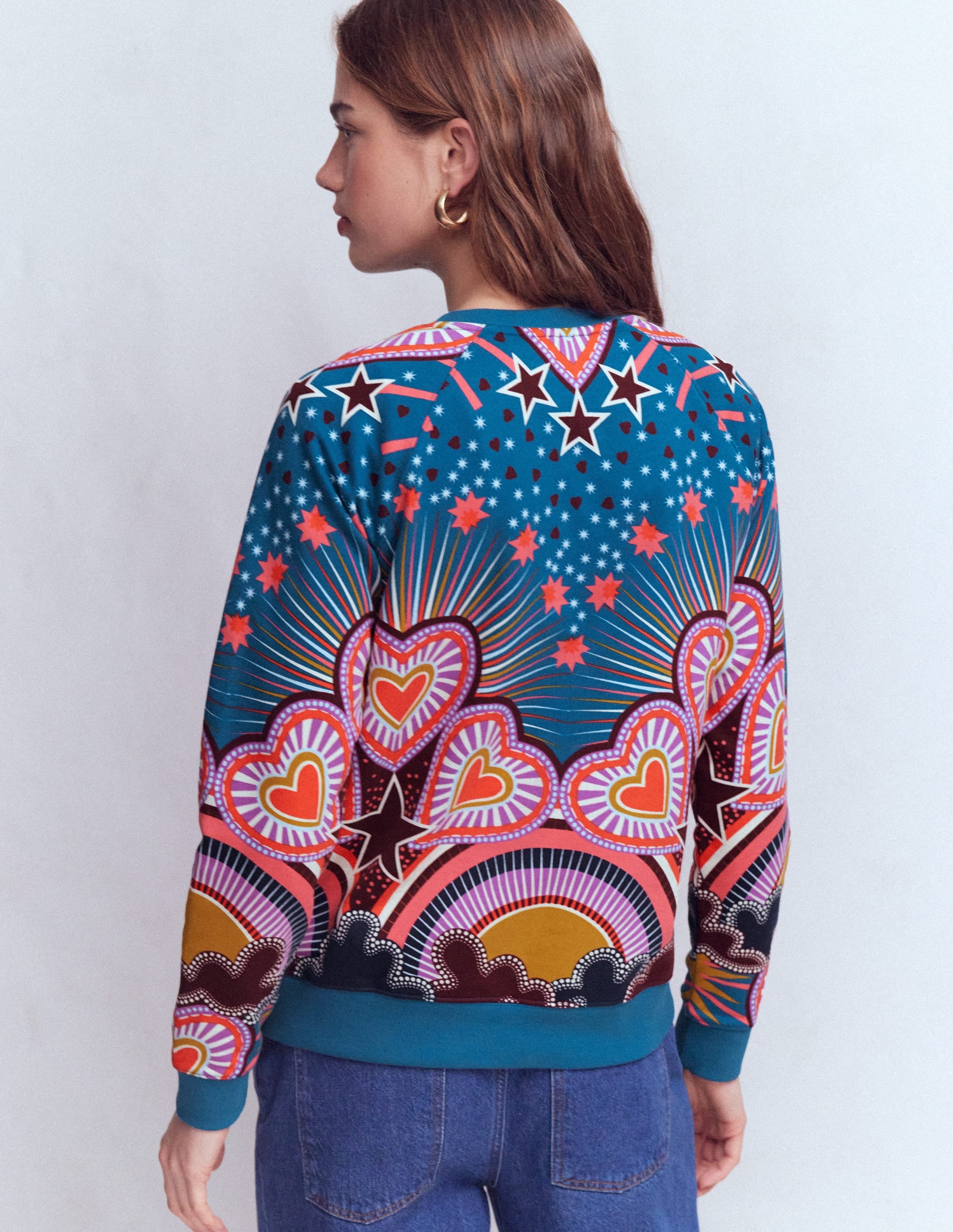 Rosa Printed Sweatshirt-Multi, Starburst Heart - Image 3
