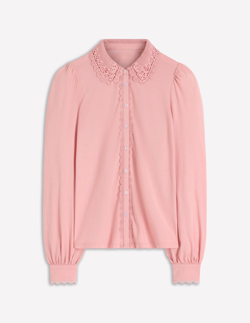 Lace Collar Blouse-Pink