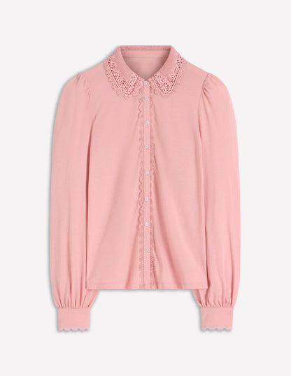 Lace Collar Blouse-Pink-4