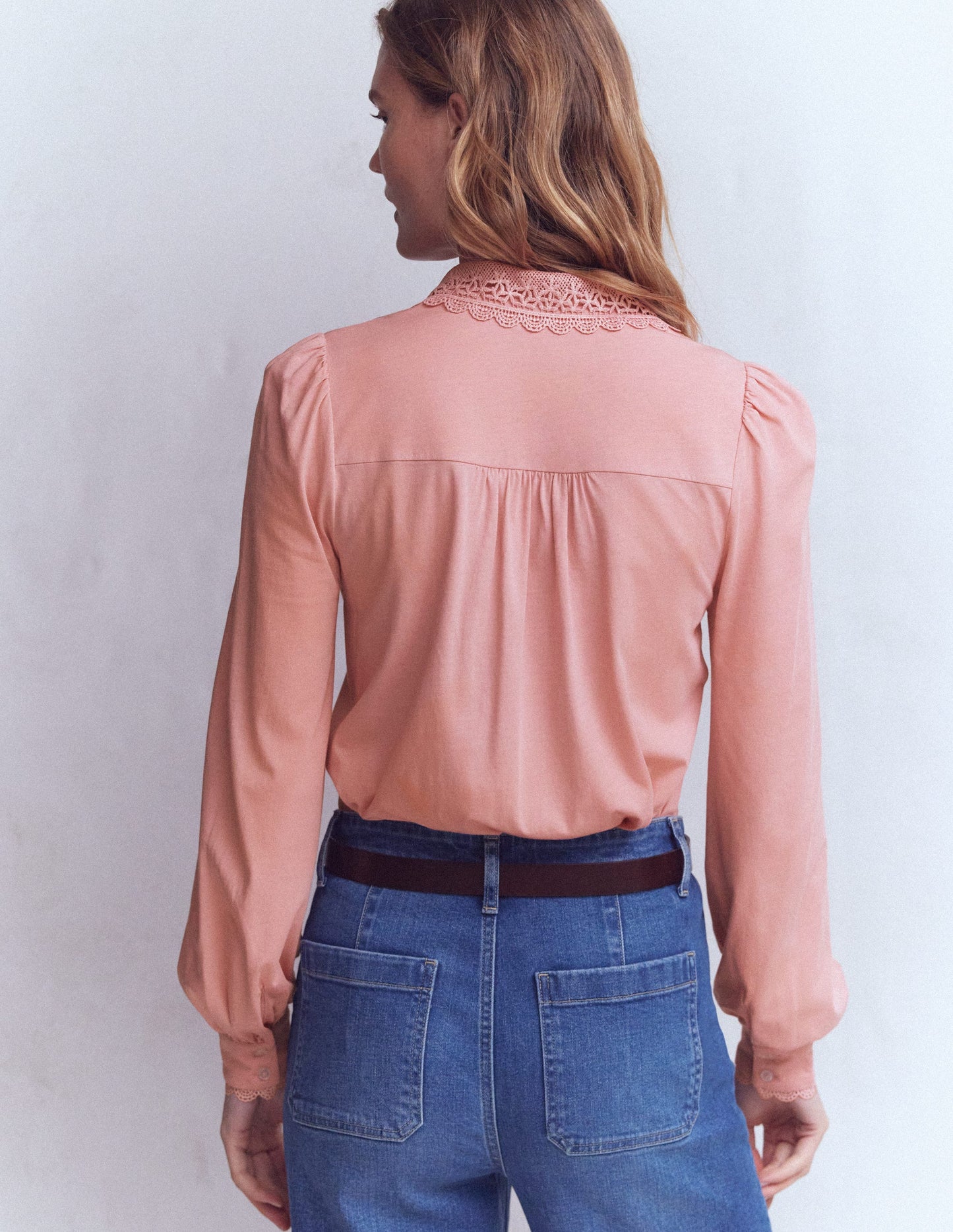 Lace Collar Blouse-Pink