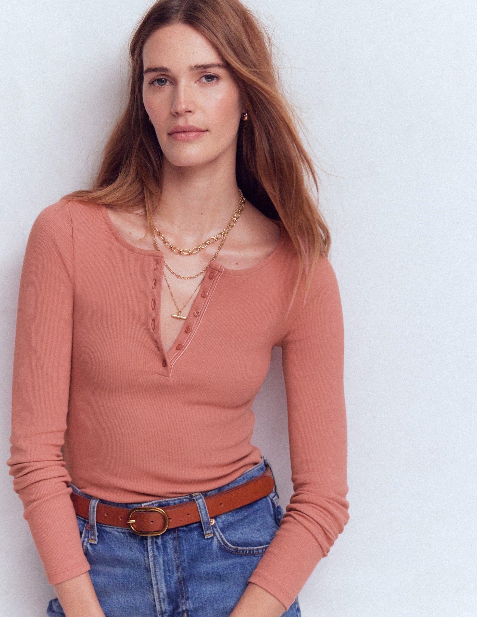 Rib Henley-Vintage Rose-1