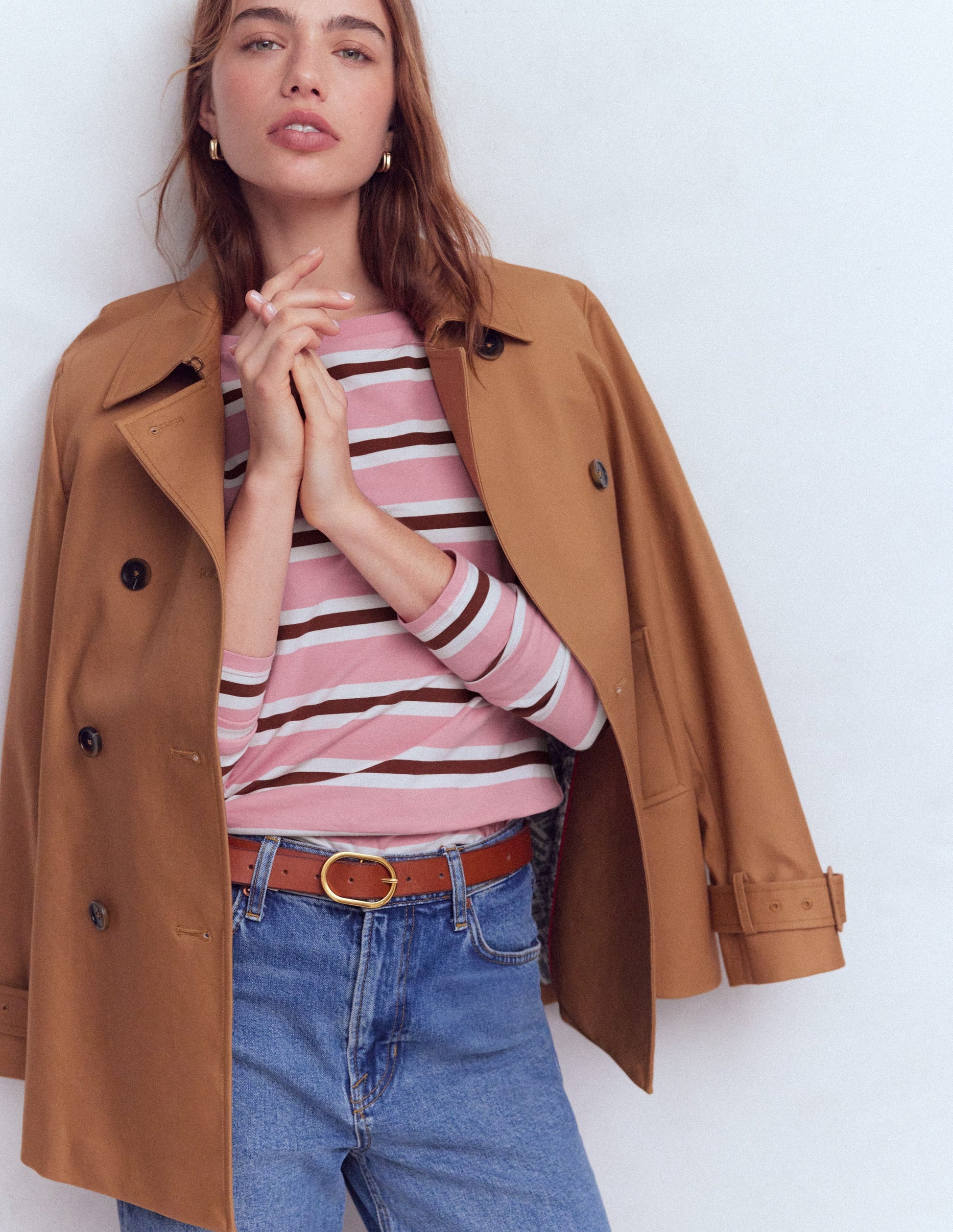 Olivia Long Sleeve Breton-Formica Pink and Russet Stripe-1