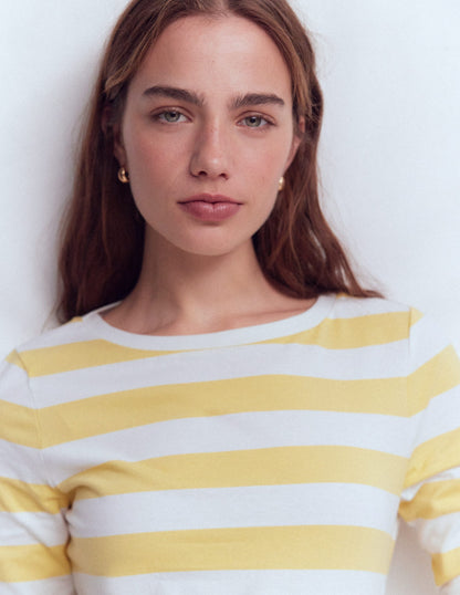 Olivia Long Sleeve Breton-Dusky Citron and Ivory Stripe-2