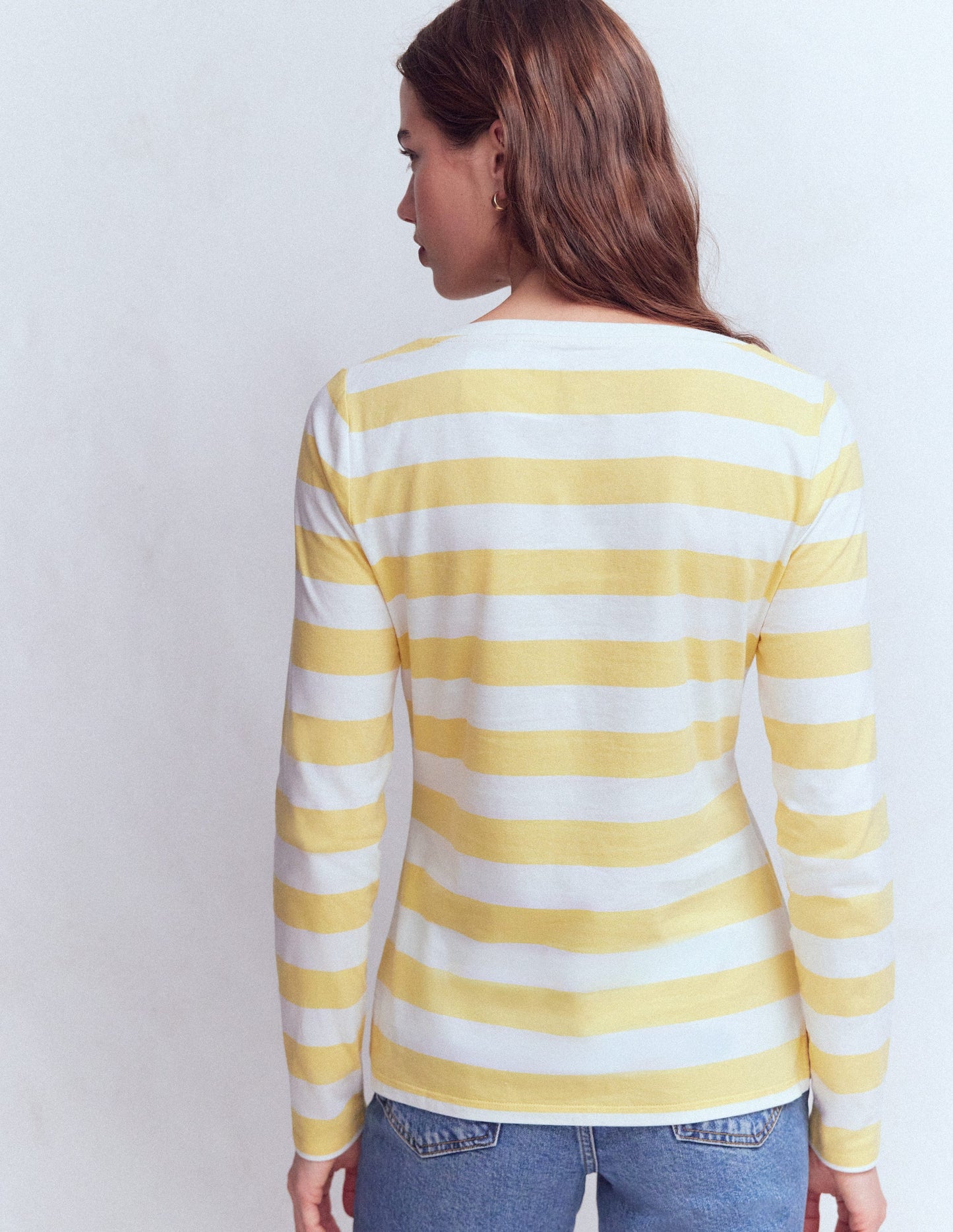 Olivia Long Sleeve Breton-Dusky Citron and Ivory Stripe