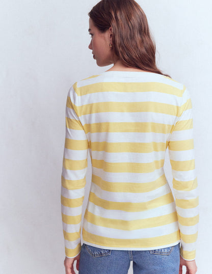 Olivia Long Sleeve Breton-Dusky Citron and Ivory Stripe-3