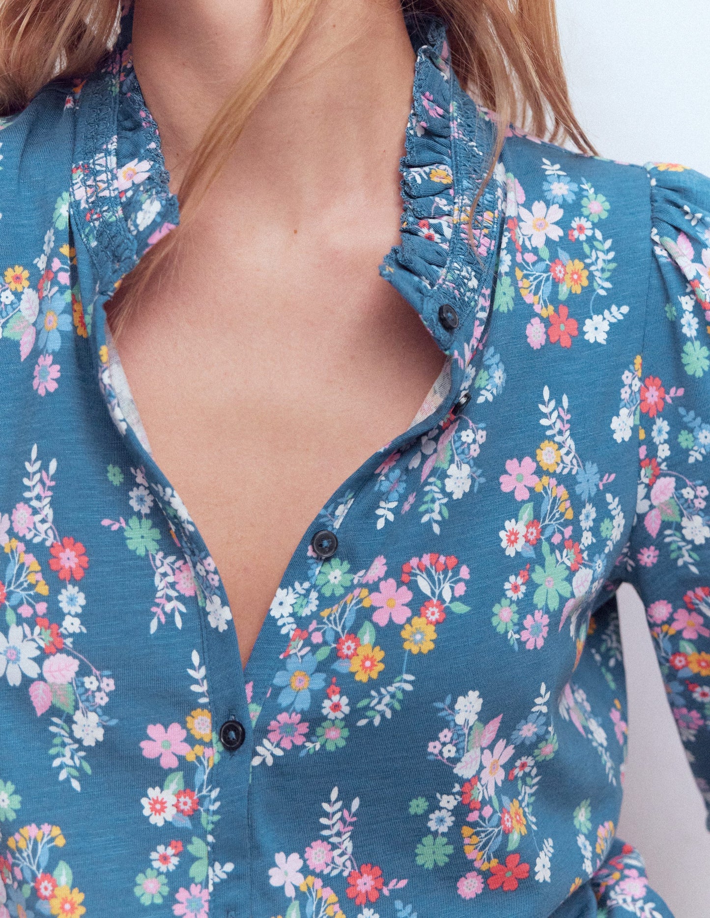 Effie Smocked Detail Shirt-Blossom Cluster
