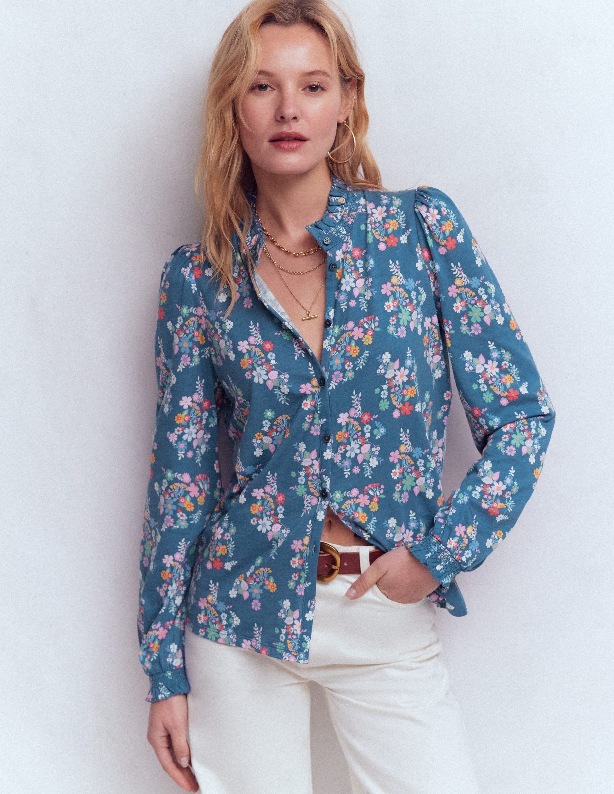 Effie Smocked Detail Shirt-Blossom Cluster - Image 4
