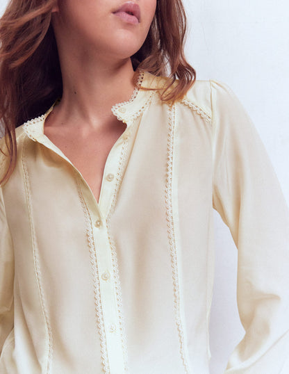 Rhea Trim Detail Silk Top-Ivory-2