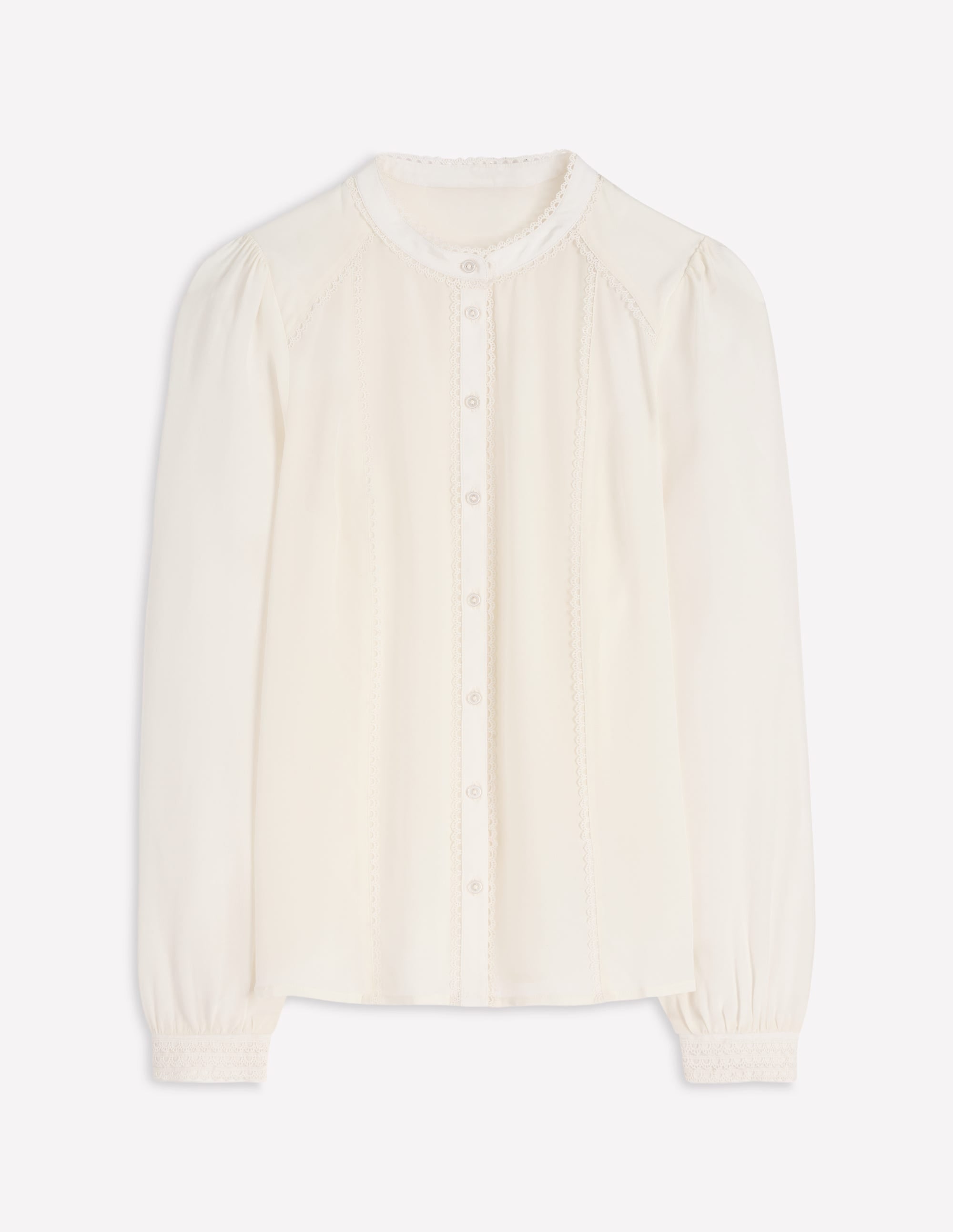 Rhea Trim Detail Silk Top-Ivory - Image 6