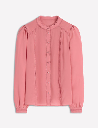 Rhea Trim Detail Silk Top-Vintage Rose-5