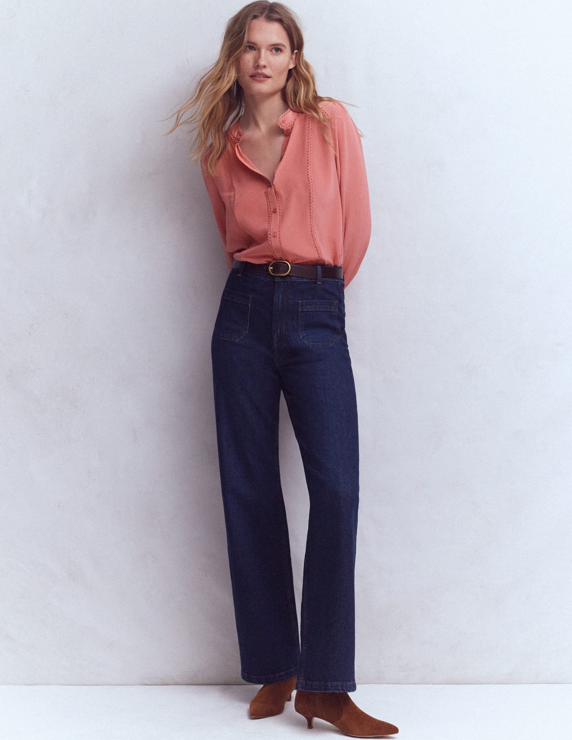 Rhea Trim Detail Silk Top-Vintage Rose - Image 1