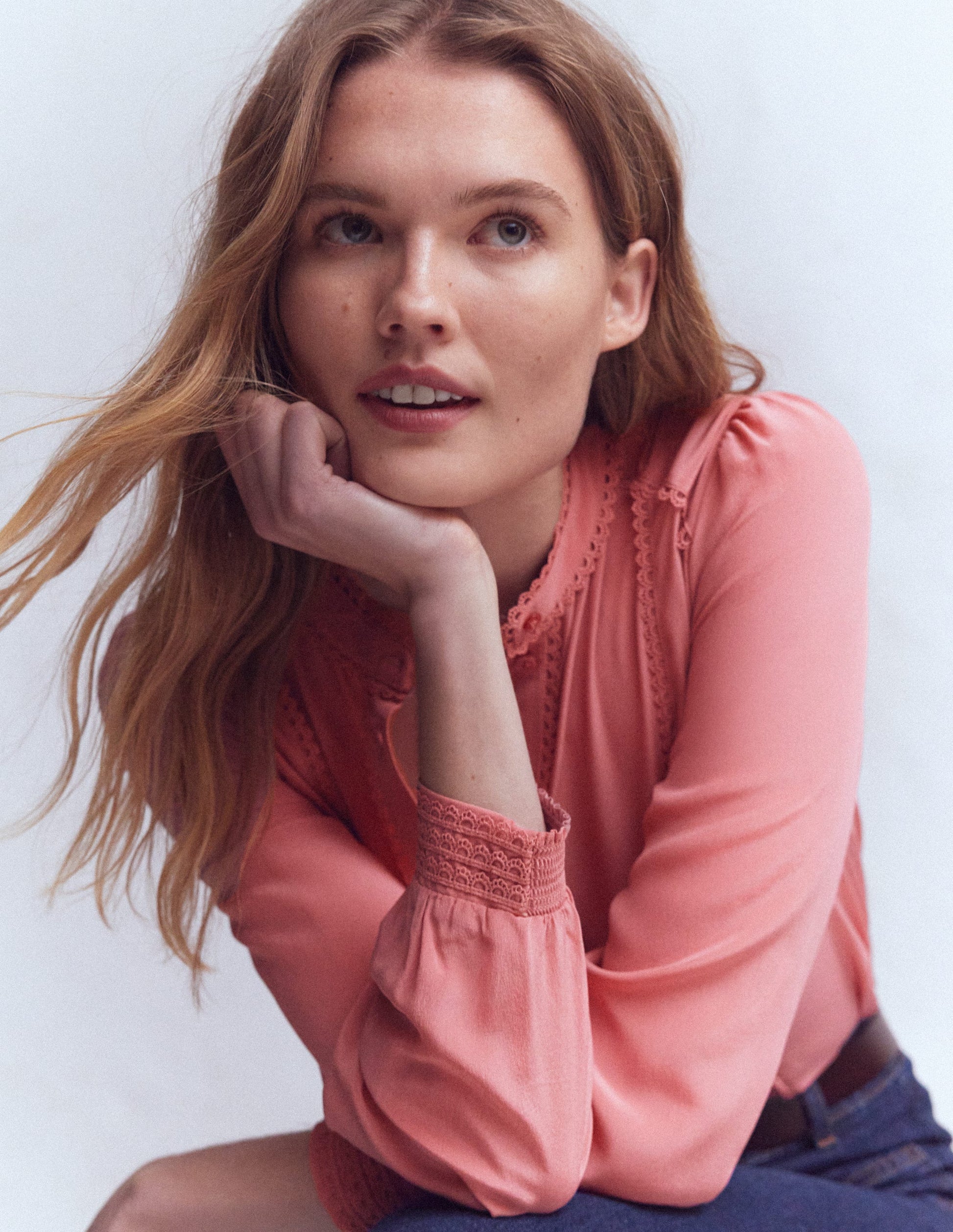 Rhea Trim Detail Silk Top-Vintage Rose-2