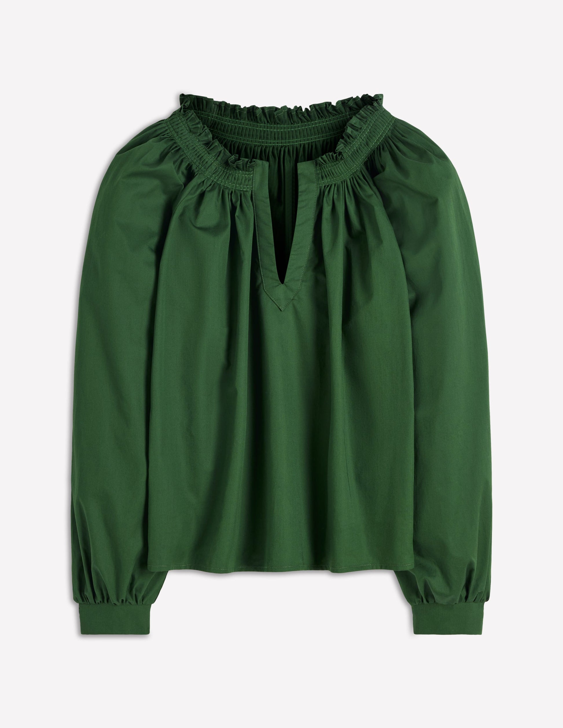 Serena Pleat Neck Top-Green Fir-5