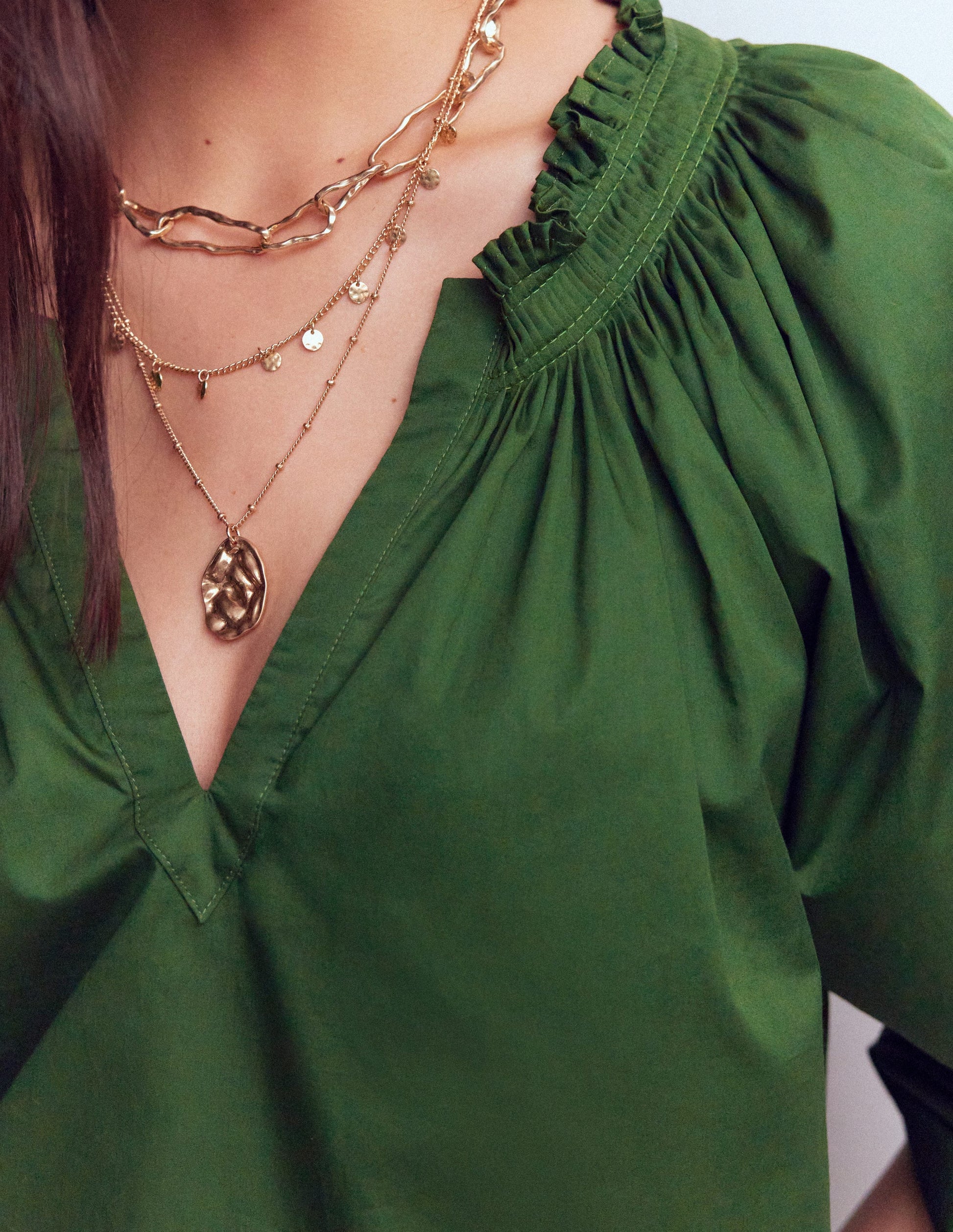 Serena Pleat Neck Top-Green Fir-2