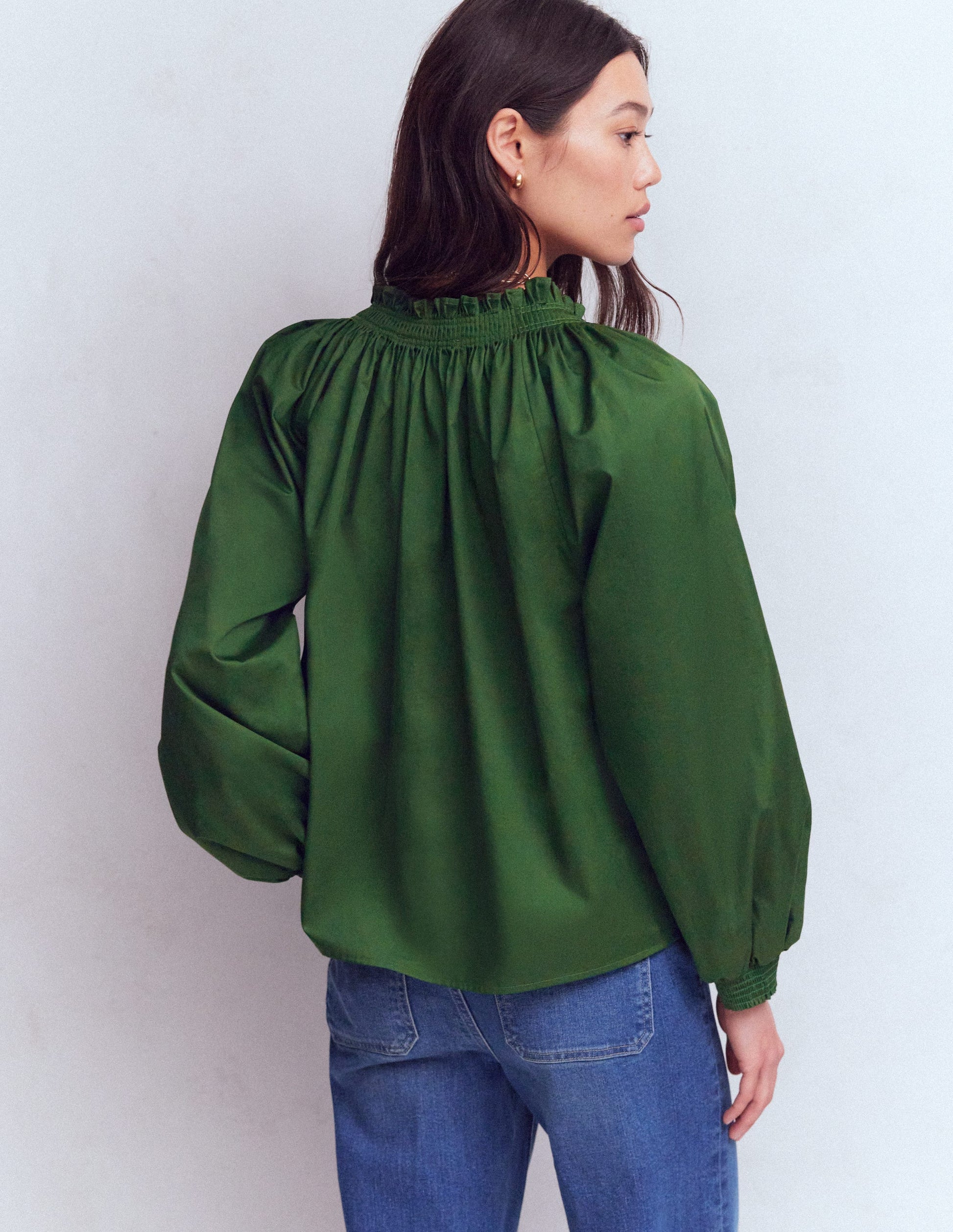 Serena Pleat Neck Top-Green Fir-3