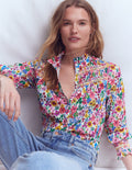 Esme Smocked Detail Frill Top-Multi, Blossoming Garden