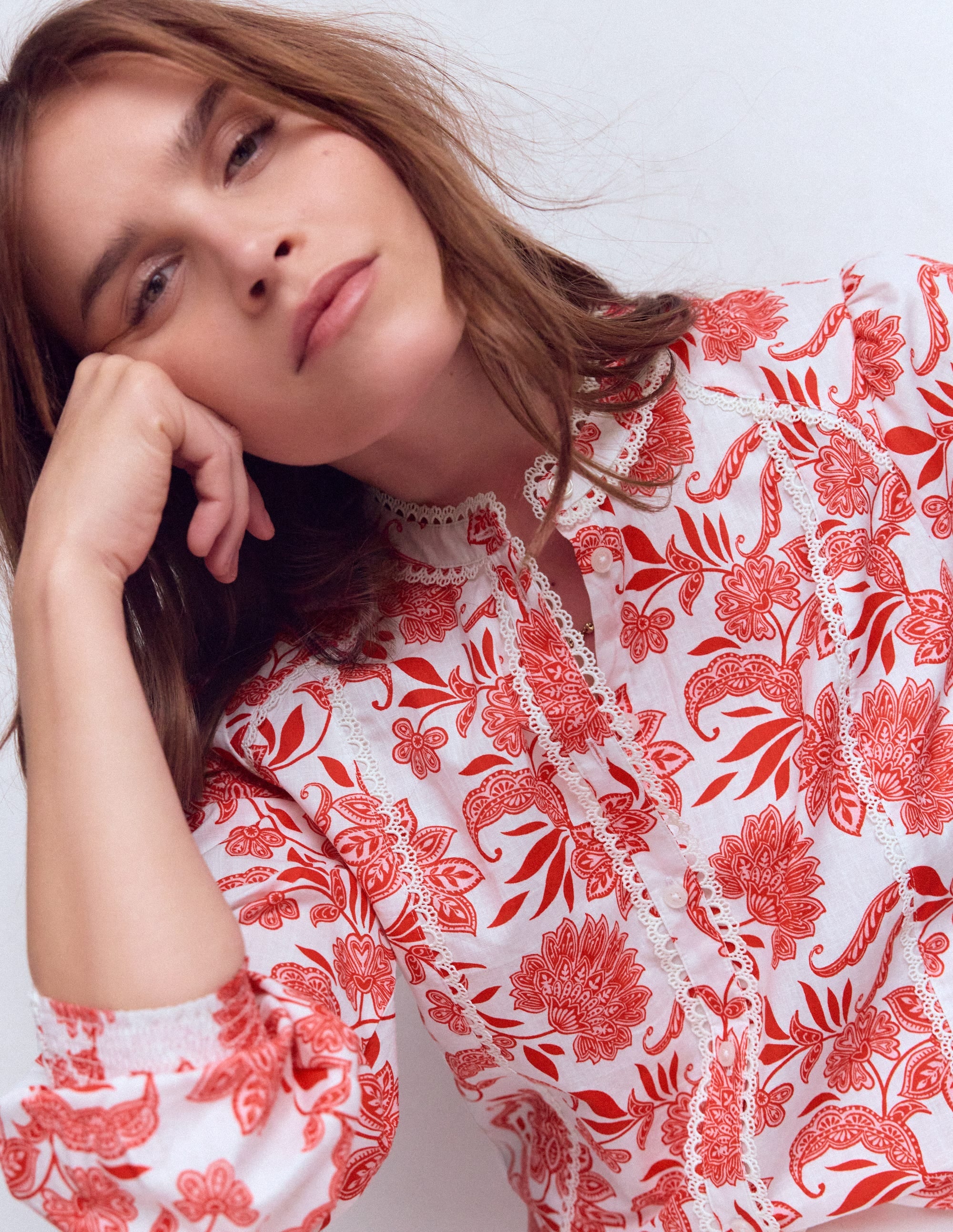 Rhea Trim  Insert Cotton Top-Pink, Elegant Blossom - Image 2