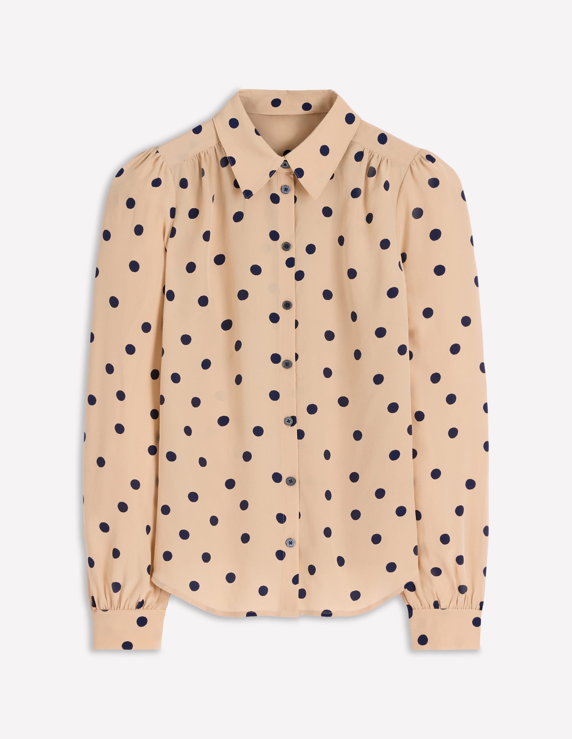 Sara Silk Shirt-Sand, Painted Dot Spaced - Image 6