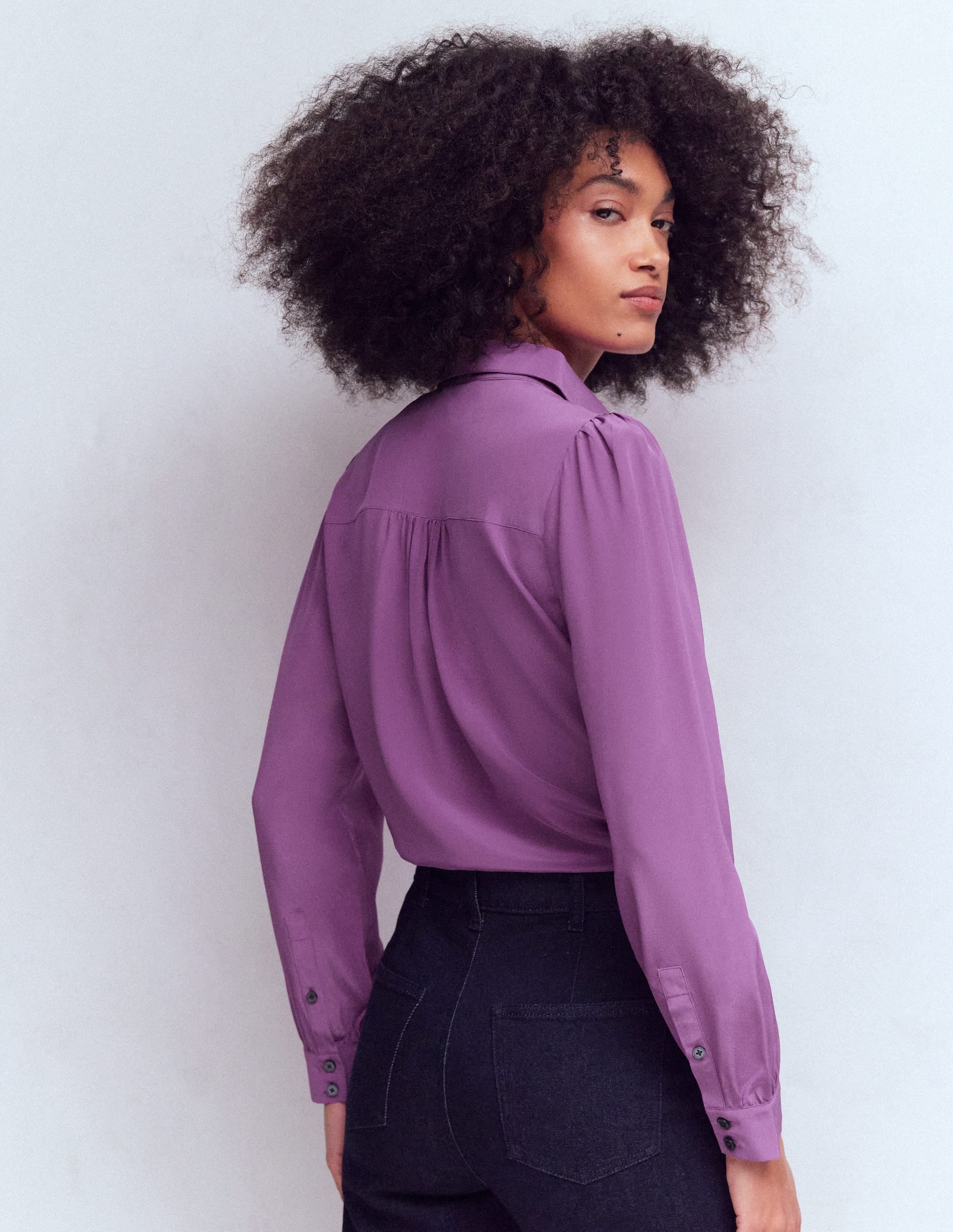 Sara Silk Shirt - Damson | Boden UK