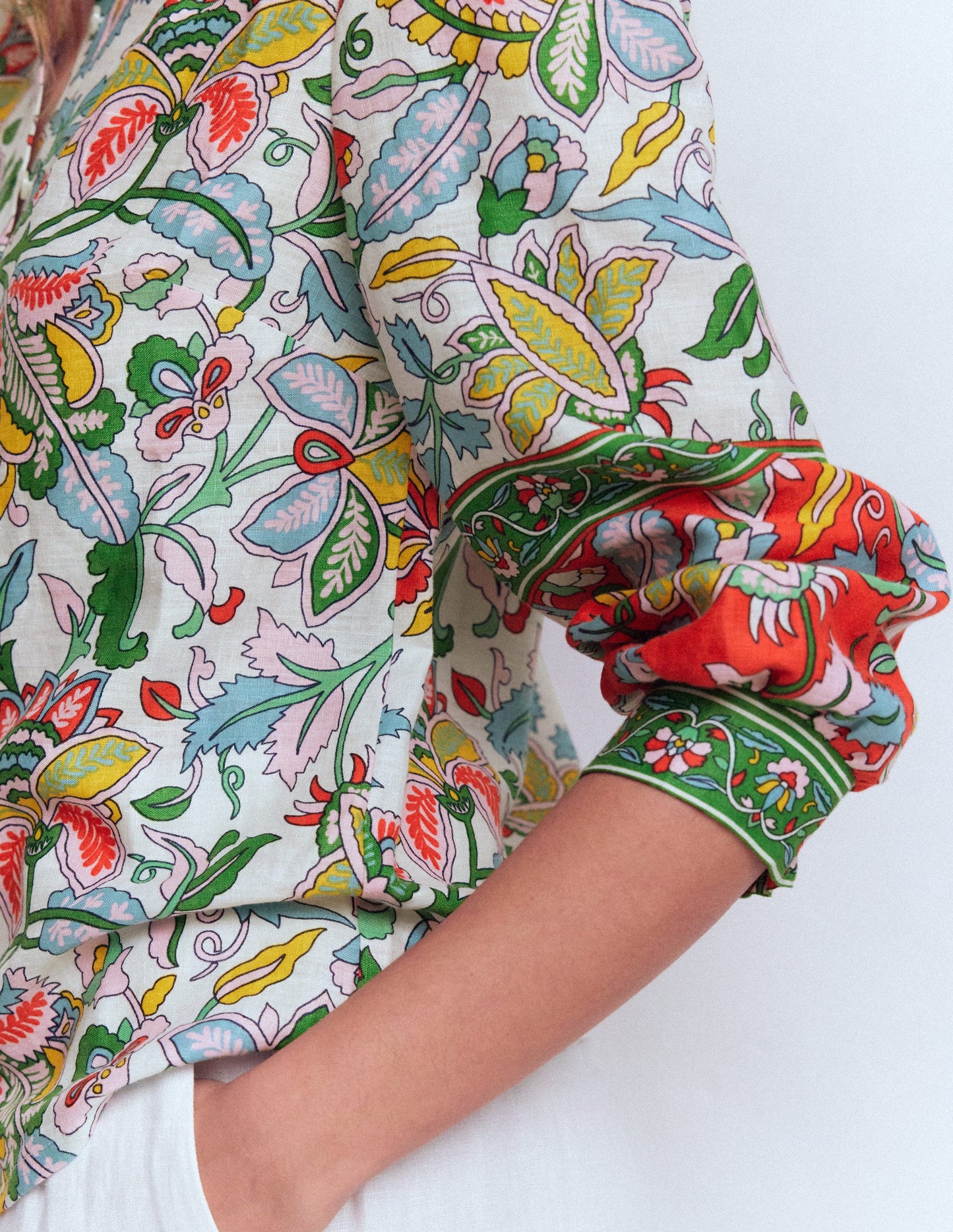 Alicia Linen Top-Multi, Botanical Trail