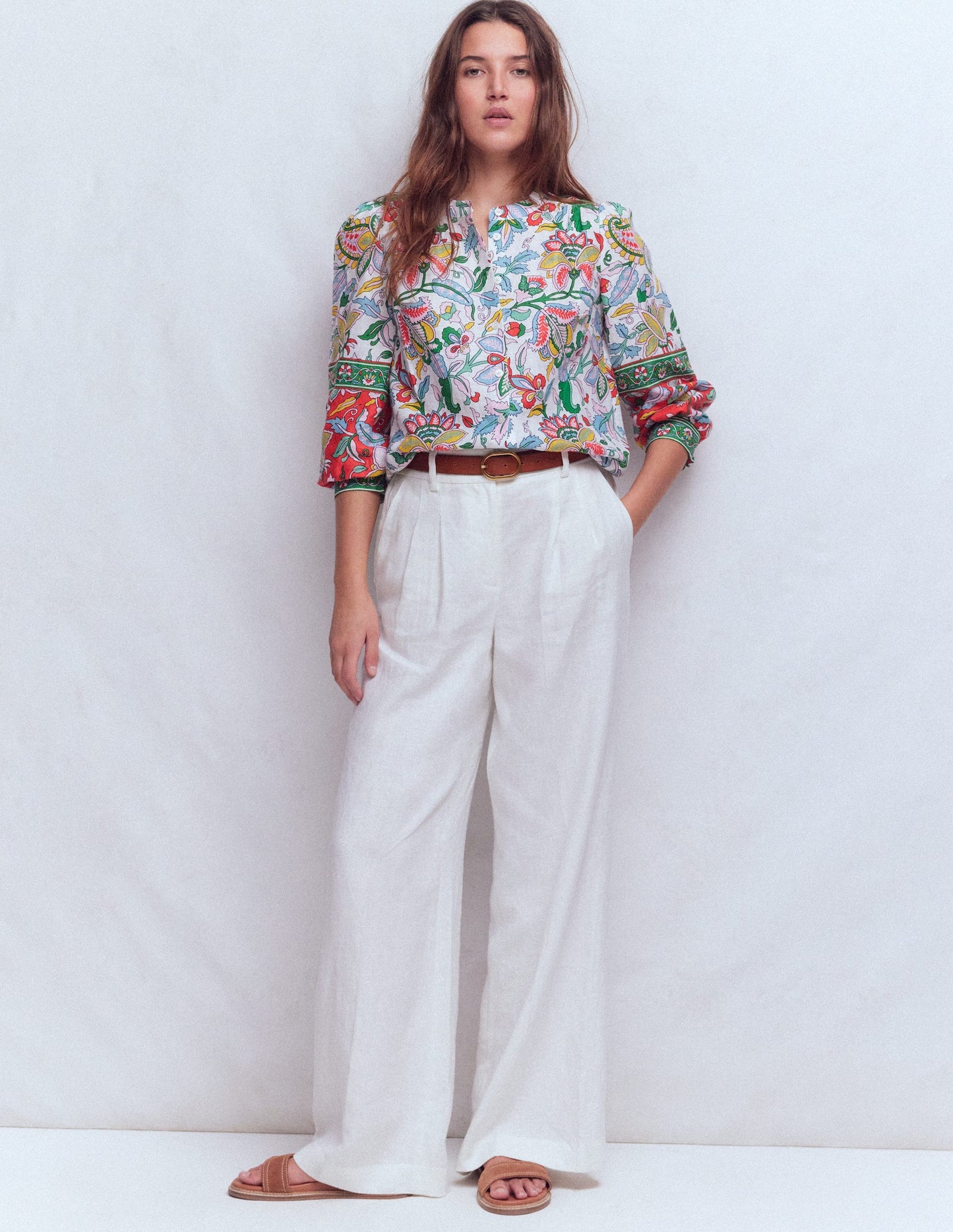 Alicia Linen Top-Multi, Botanical Trail