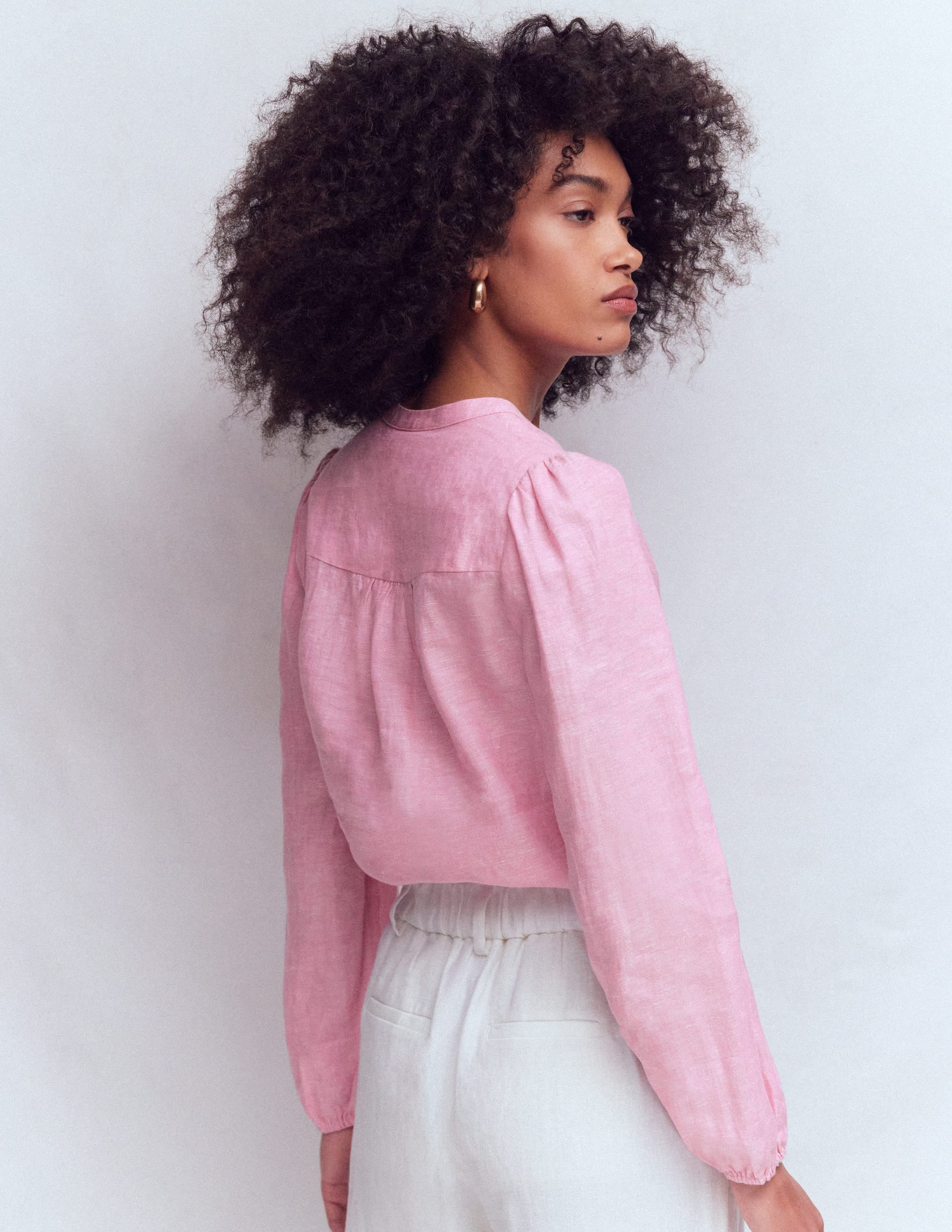 Linen Trim Insert Top-Meadowsweet Pink Chambray - Image 3