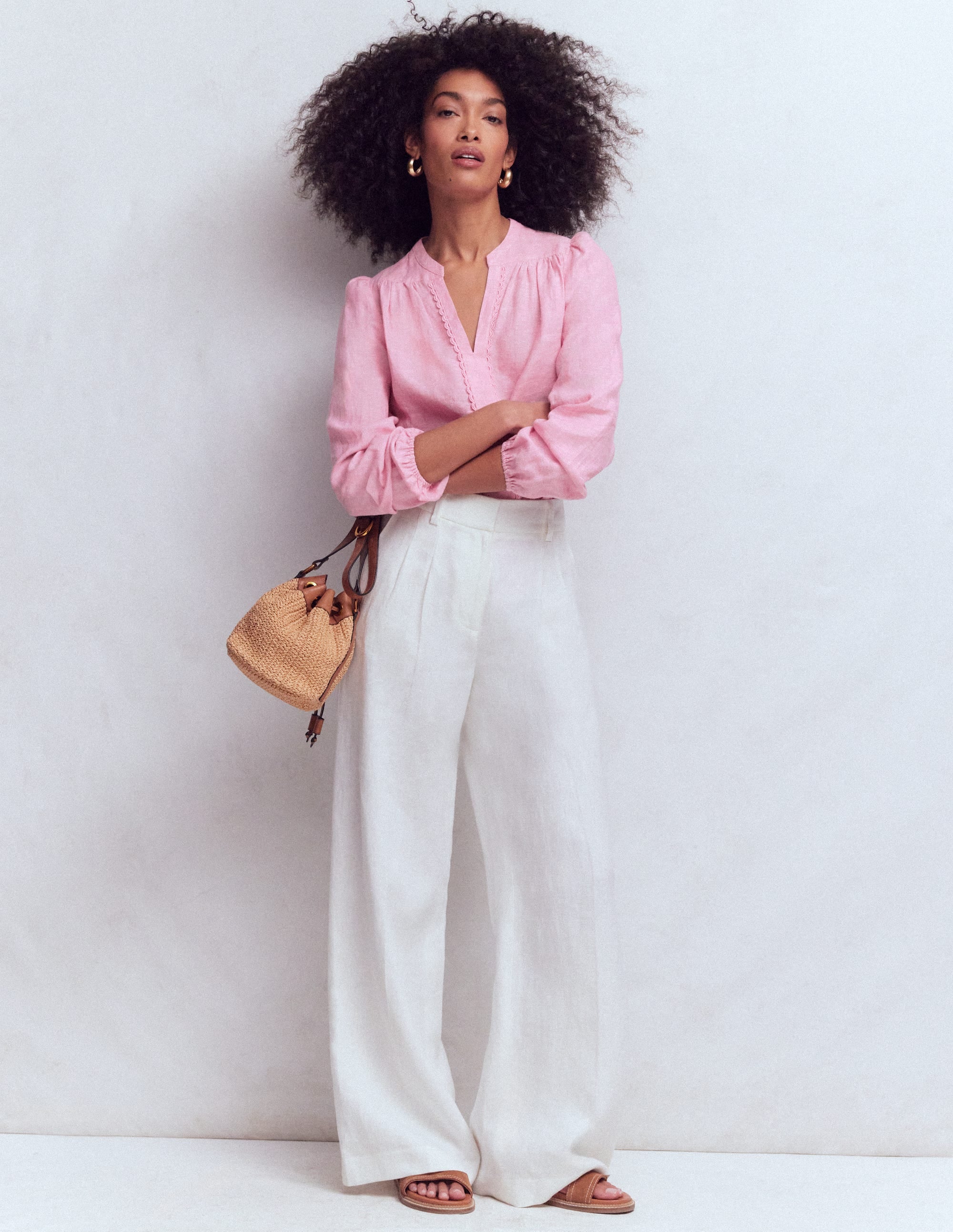Linen Trim Insert Top-Meadowsweet Pink Chambray - Image 4