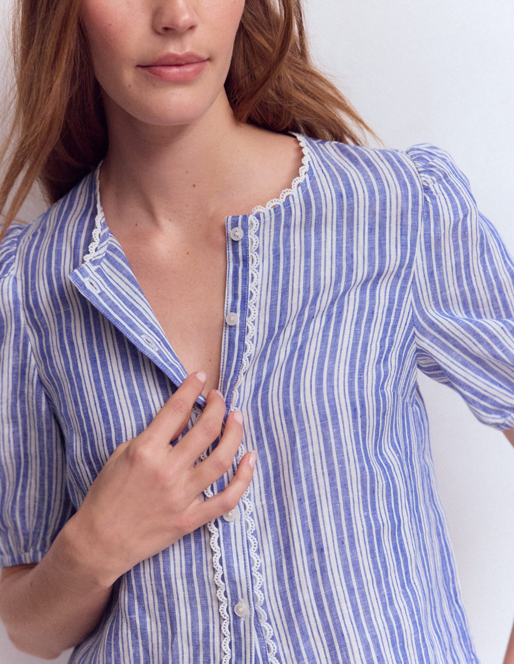 Leah Jersey Top-Bright Blue Varigated Stripe - Image 2