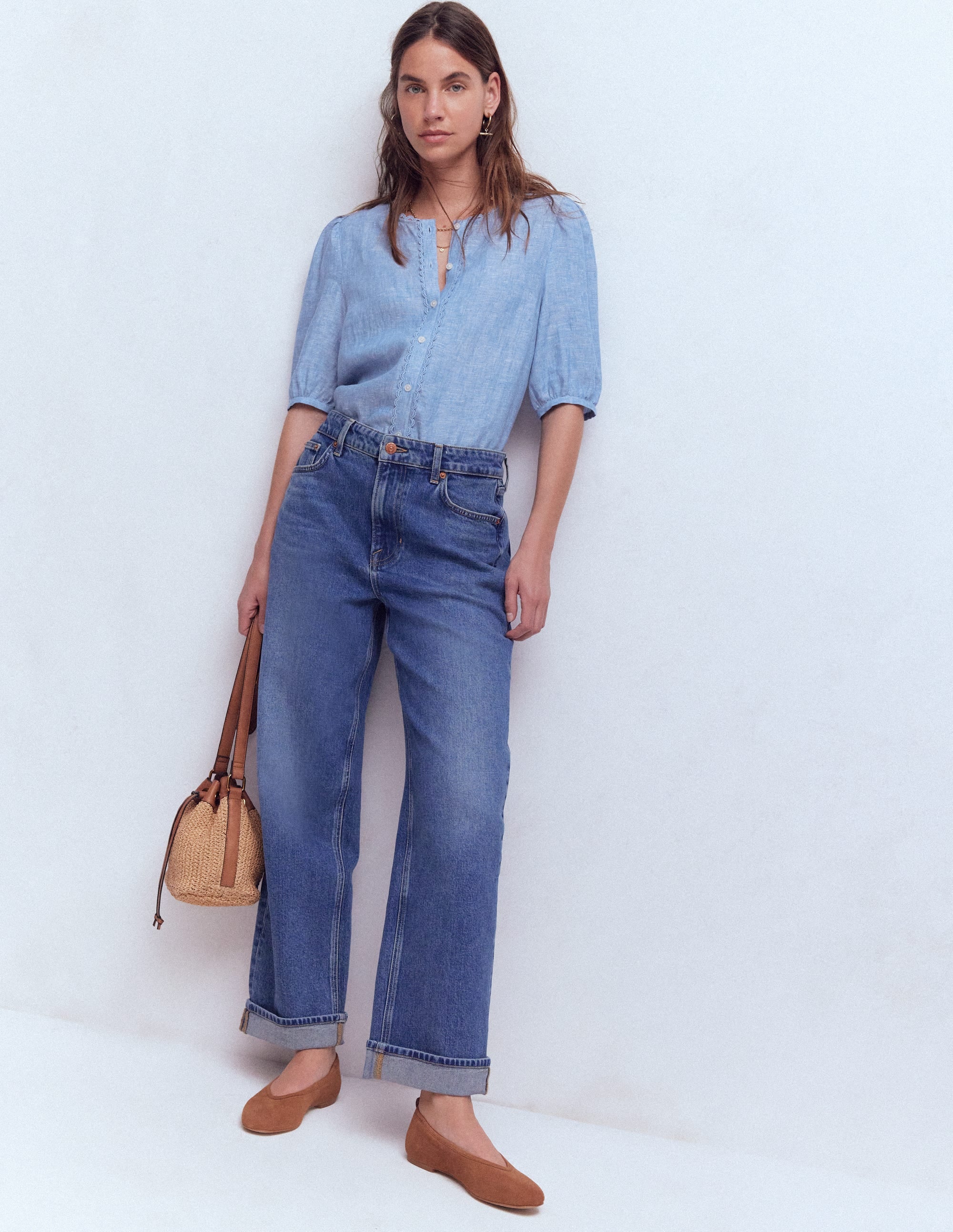 Leah Jersey Top-Chambray - Image 1