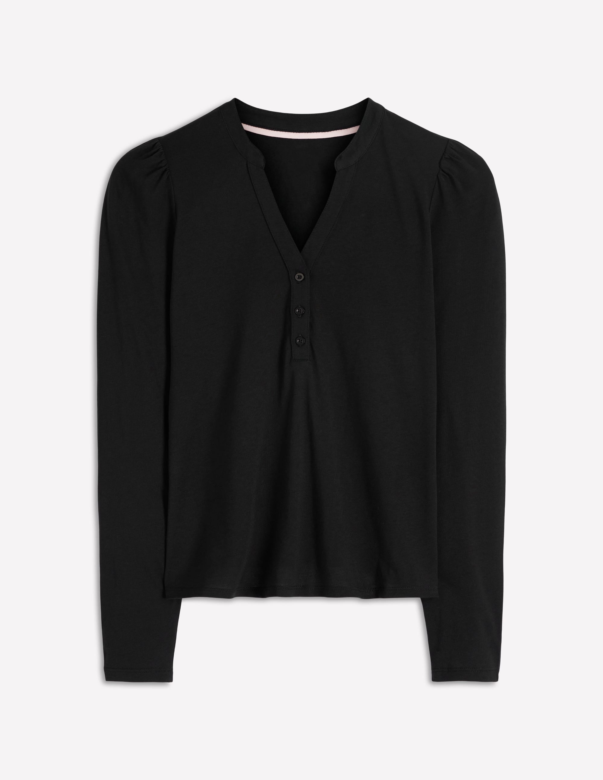 Supersoft Open Neck Henley-Black - Image 6