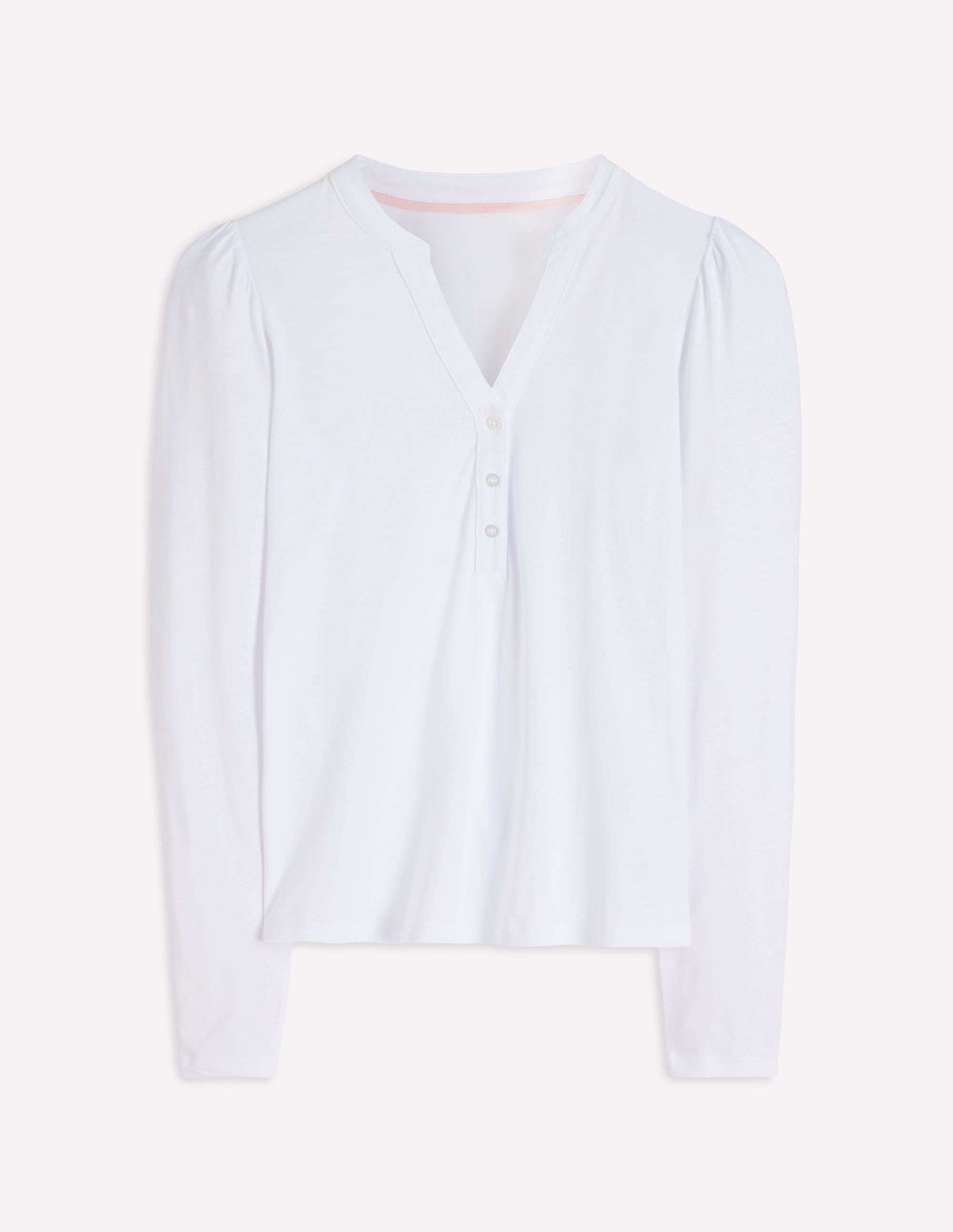 Supersoft Open Neck Henley-White - Image 5