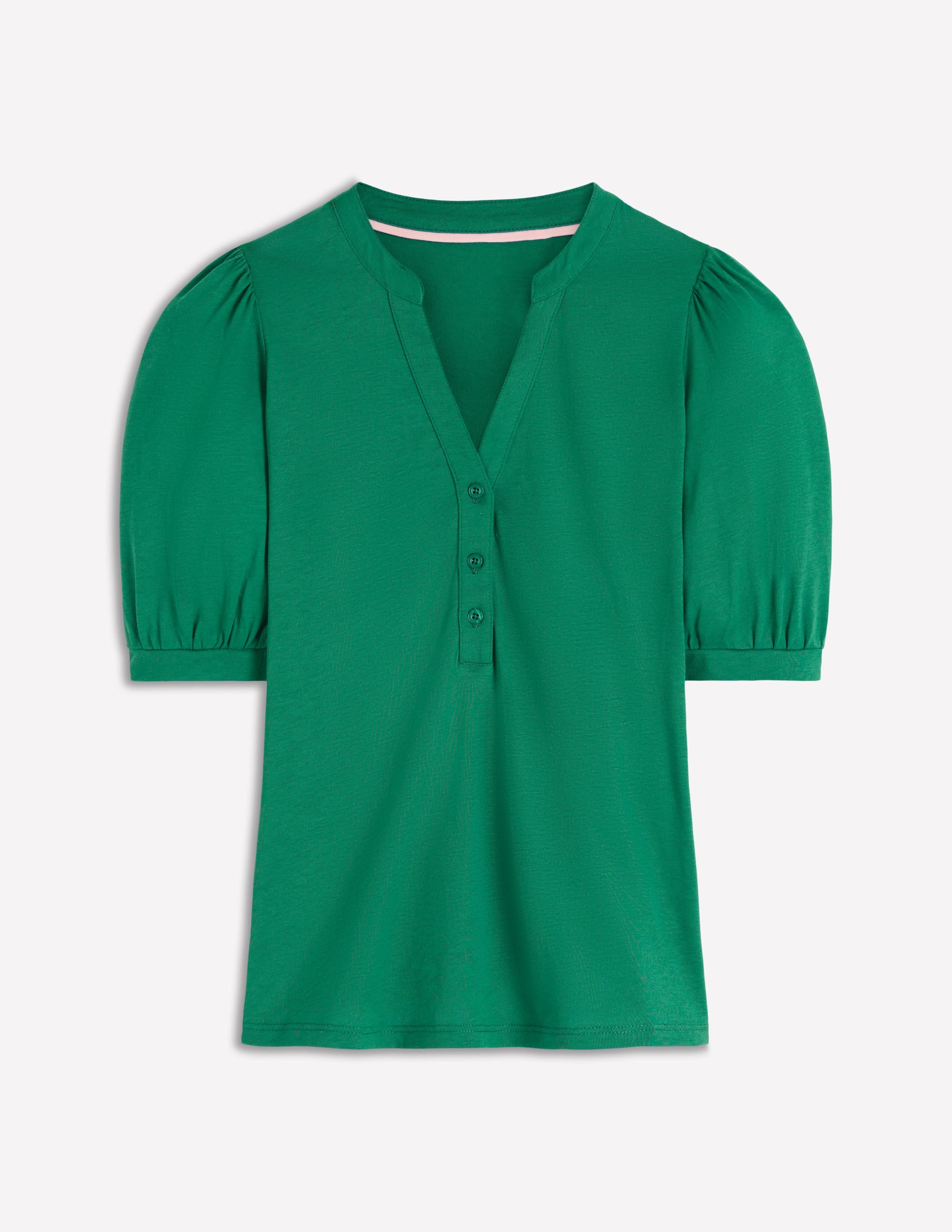 Supersoft Short Sleeve Henley-Jewel Green - Image 5
