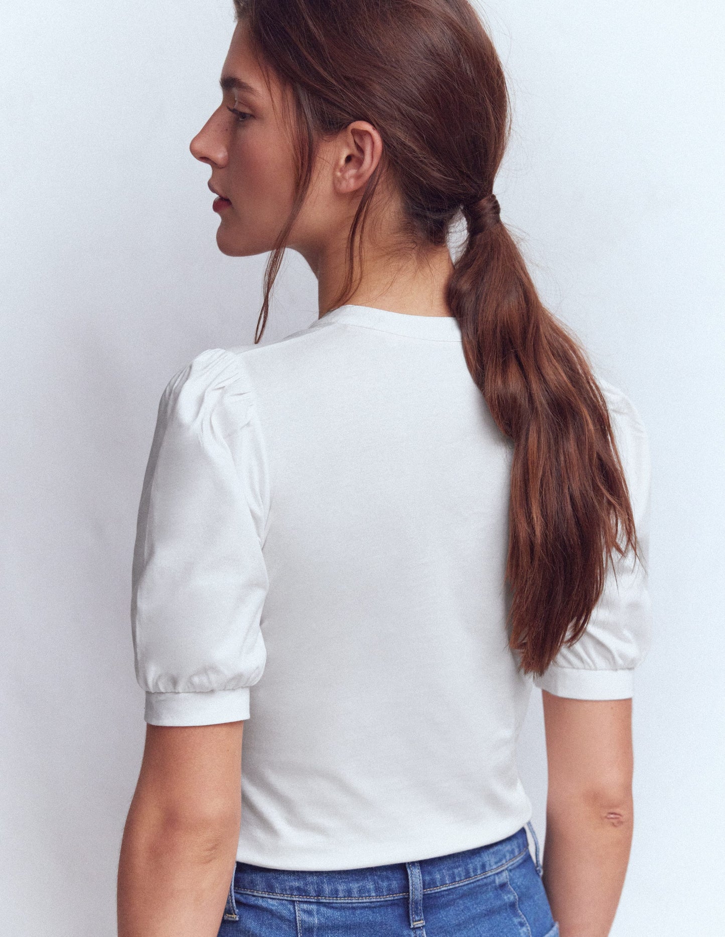 Short Sleeve Open Neck Henley-White
