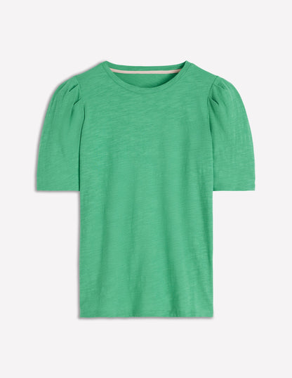 Pleat Sleeve T-shirt-Aloe Green-6