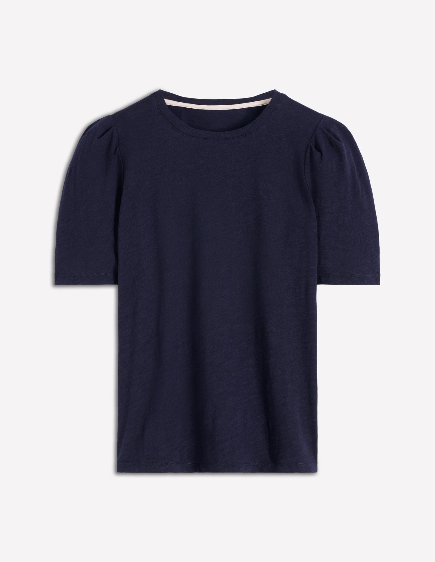 Pleat Sleeve T-shirt-Navy