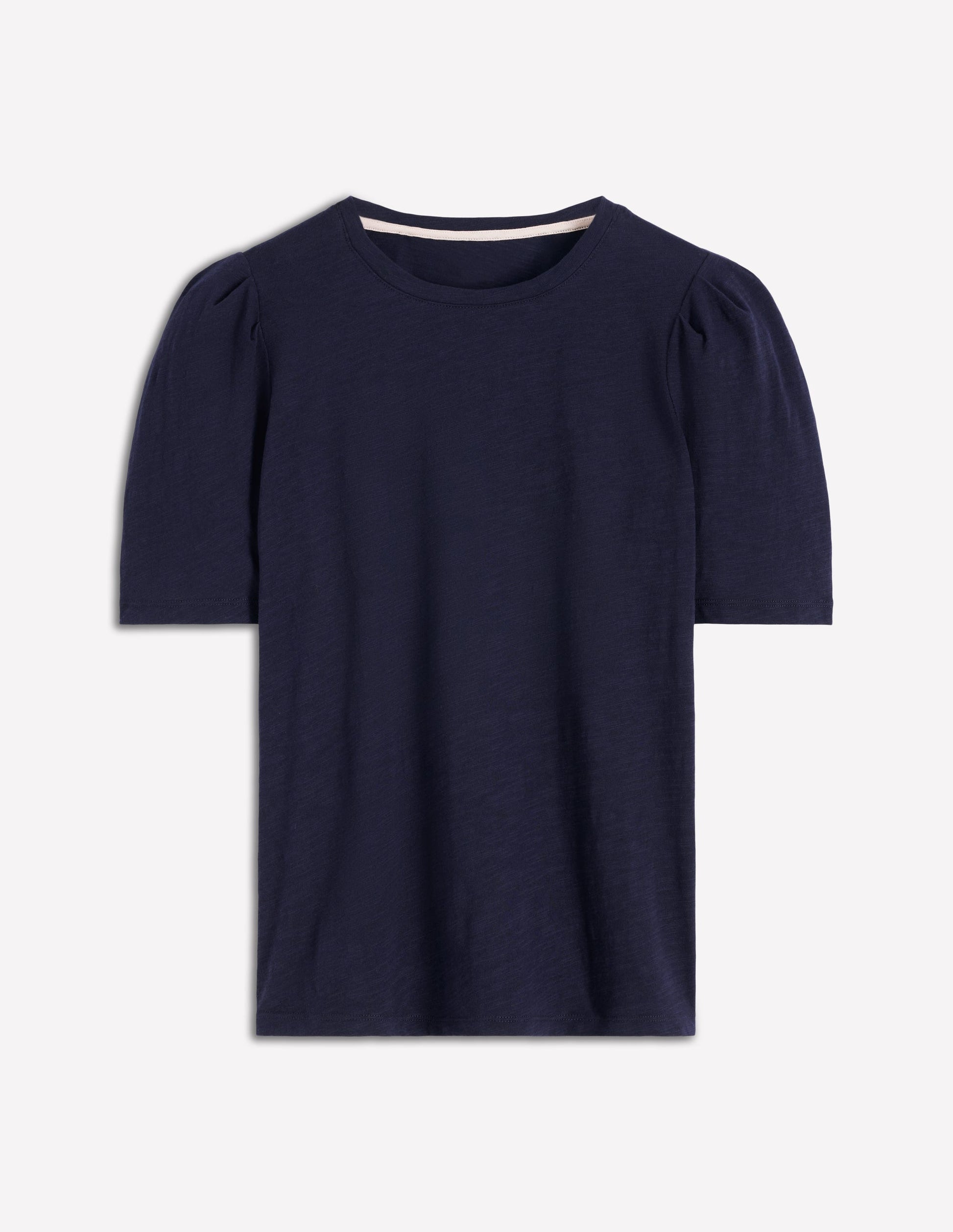 Pleat Sleeve T-shirt-Navy-5