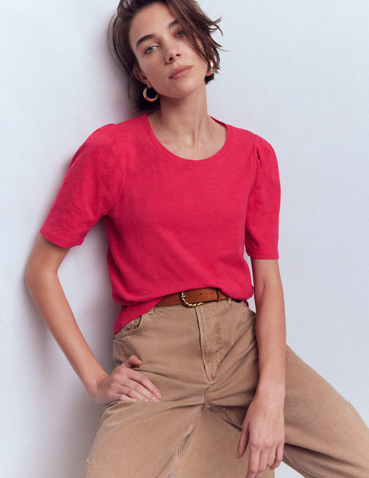 Sophie Puff Sleeve T-shirt-Opulent Pink