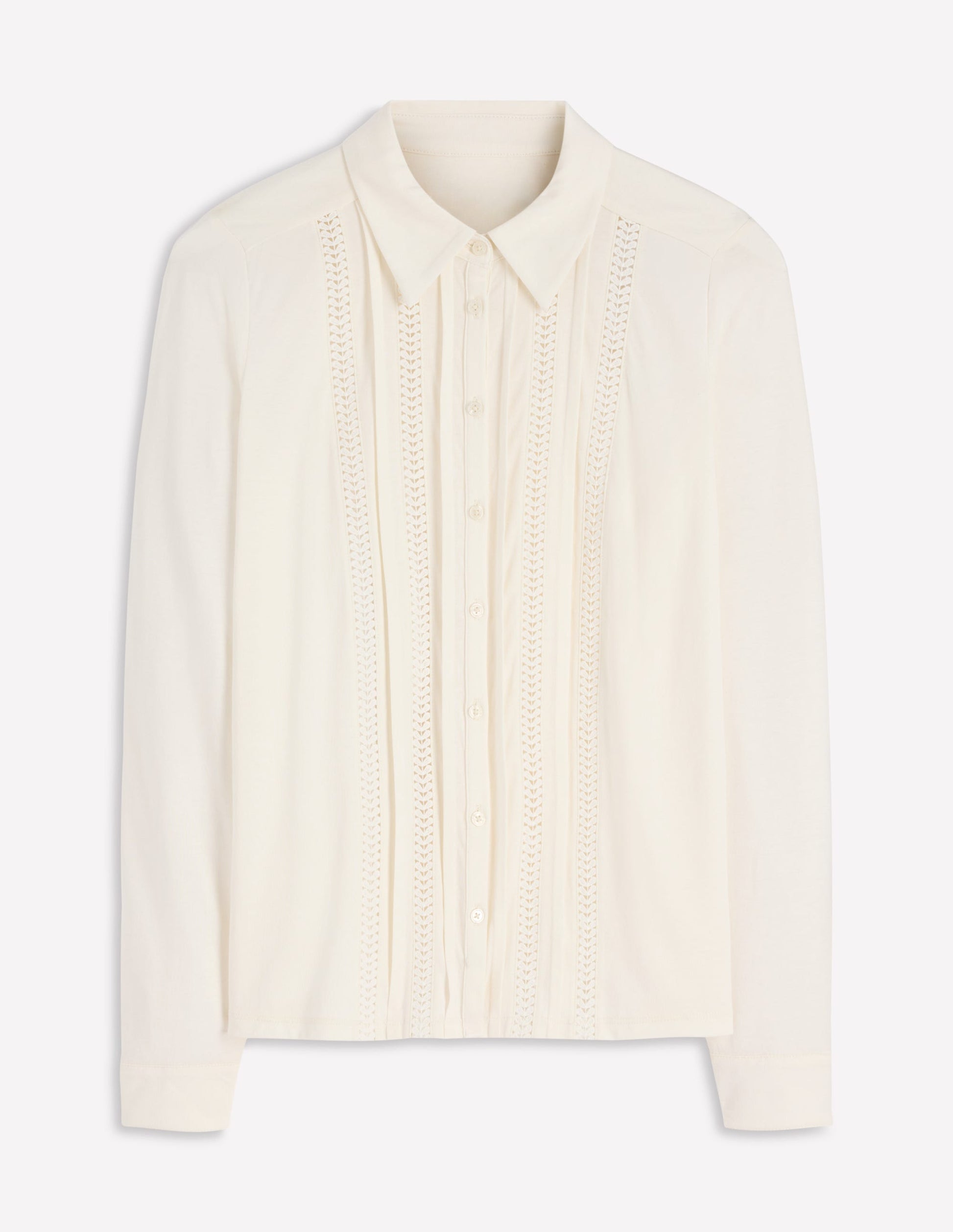 Trim Detail Jersey Shirt-Ivory-5