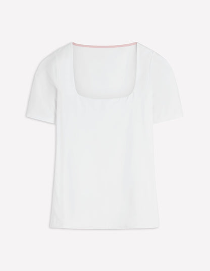 Double Layer Square Neck Tee-White-6
