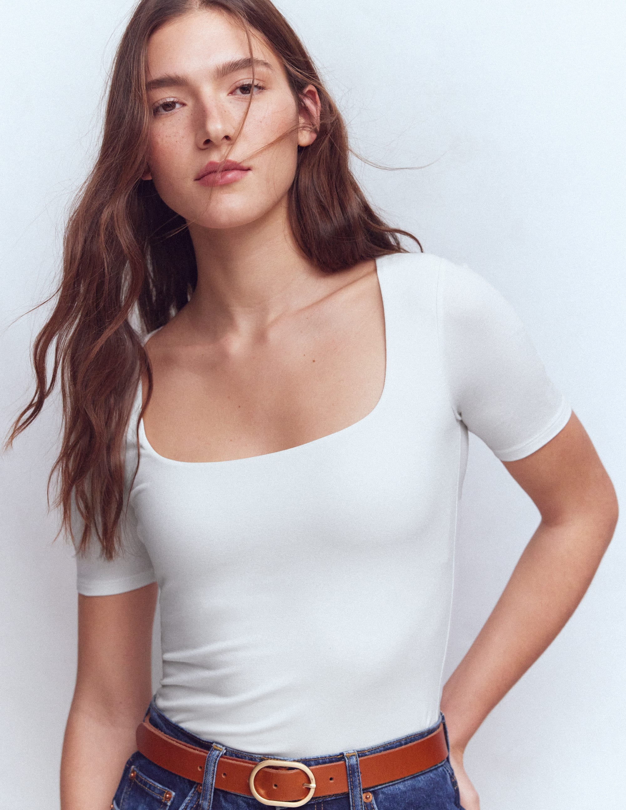 Brooke Double Layer T-shirt-White - Image 5