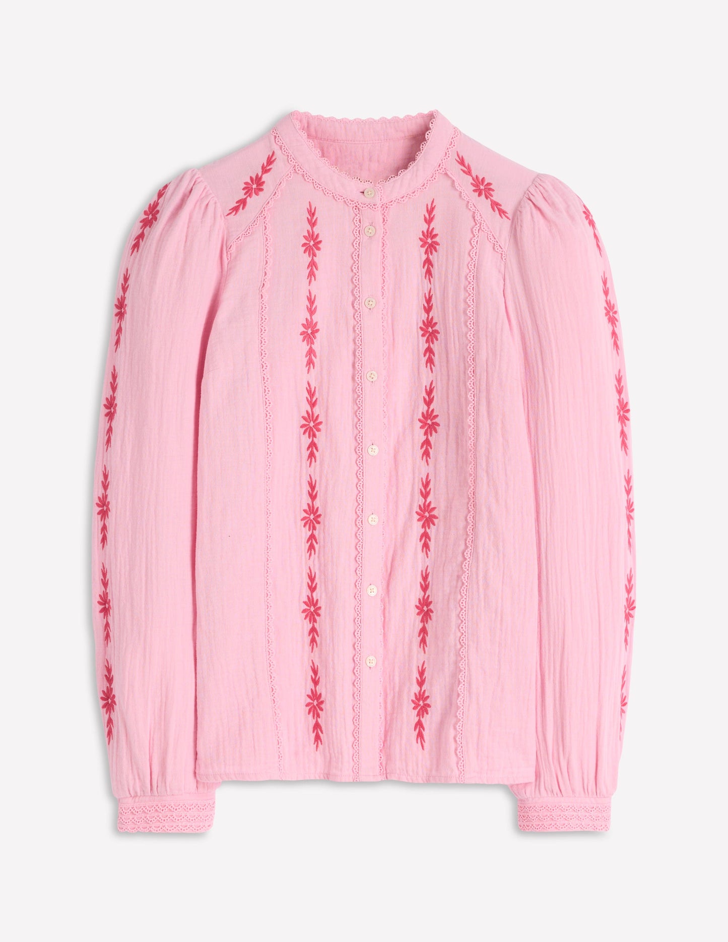 Rhea Trim Doublecloth Top-Orchid Smoke Embroidery