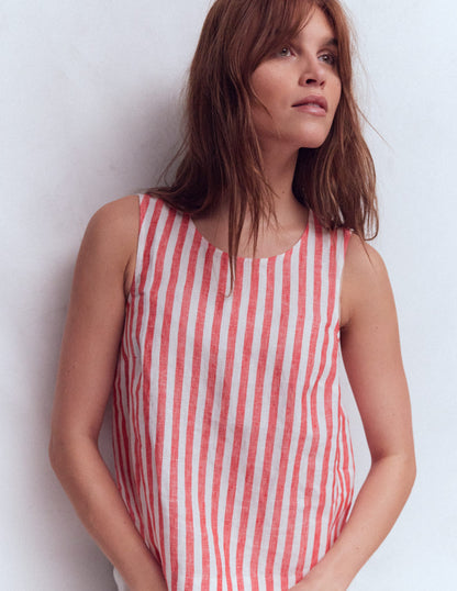 Sofia Linen Top-Poppy Red and Ivory Stripe-2