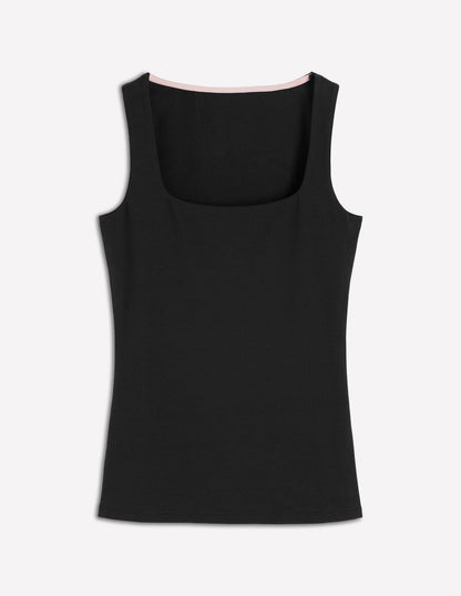 Double Layer Square Neck Vest-Black-6