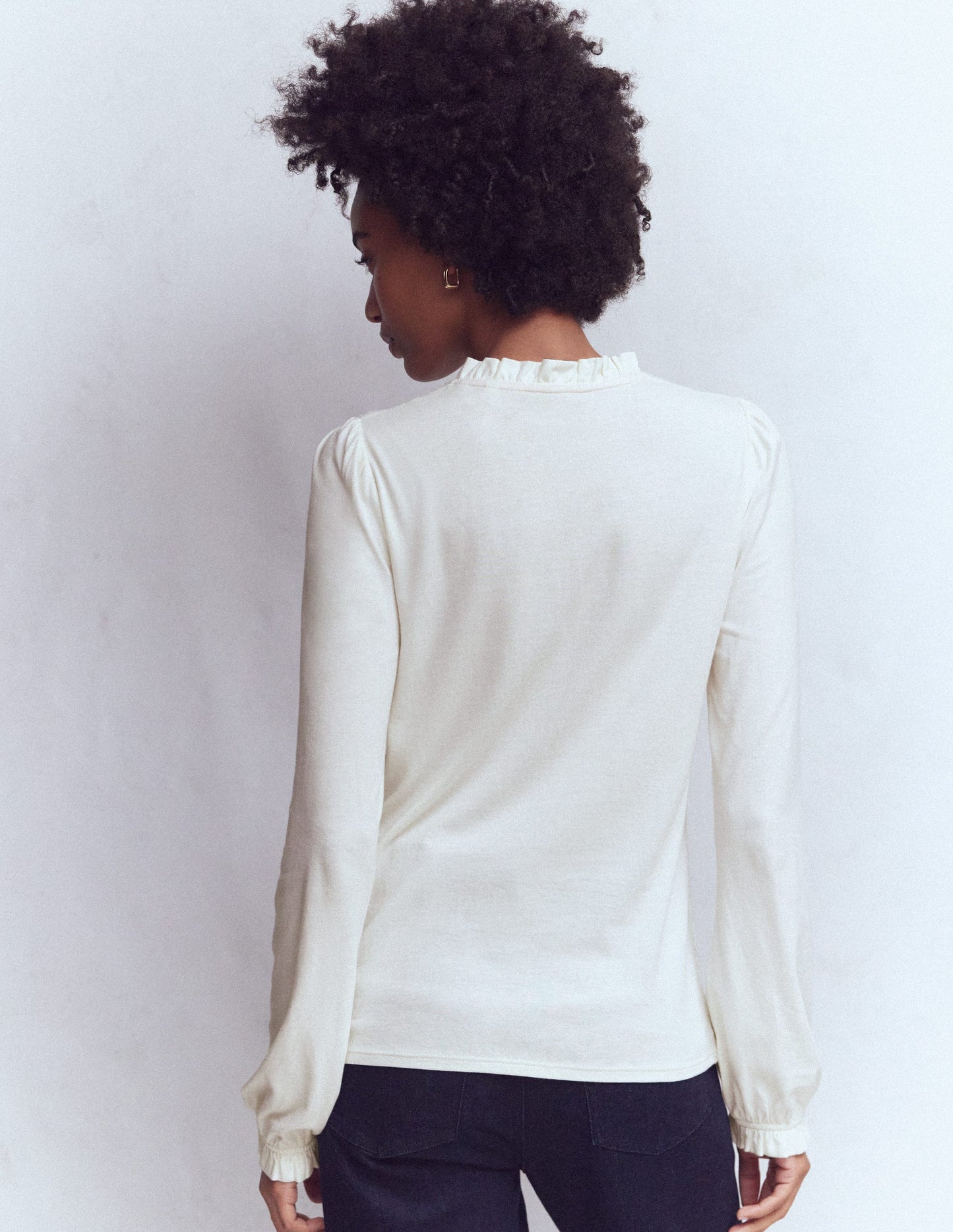 Supersoft Smocked button top-Ivory